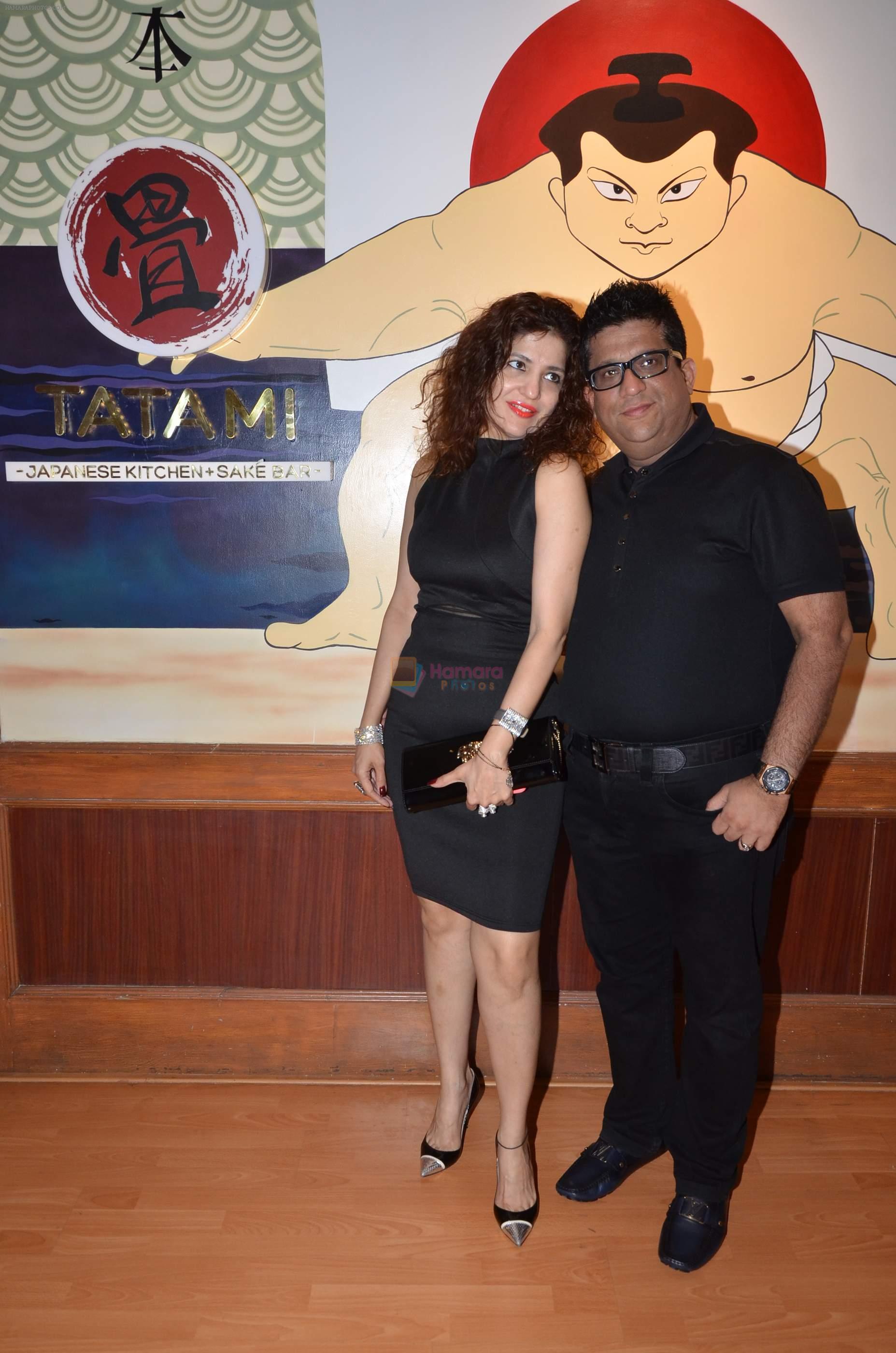 deepak tulsiani with wife of dwarkadas chandumal jeweller at Tatami restaurant launch hosted by Neha Premji and Shivam Hingorani on 3rd March 2016