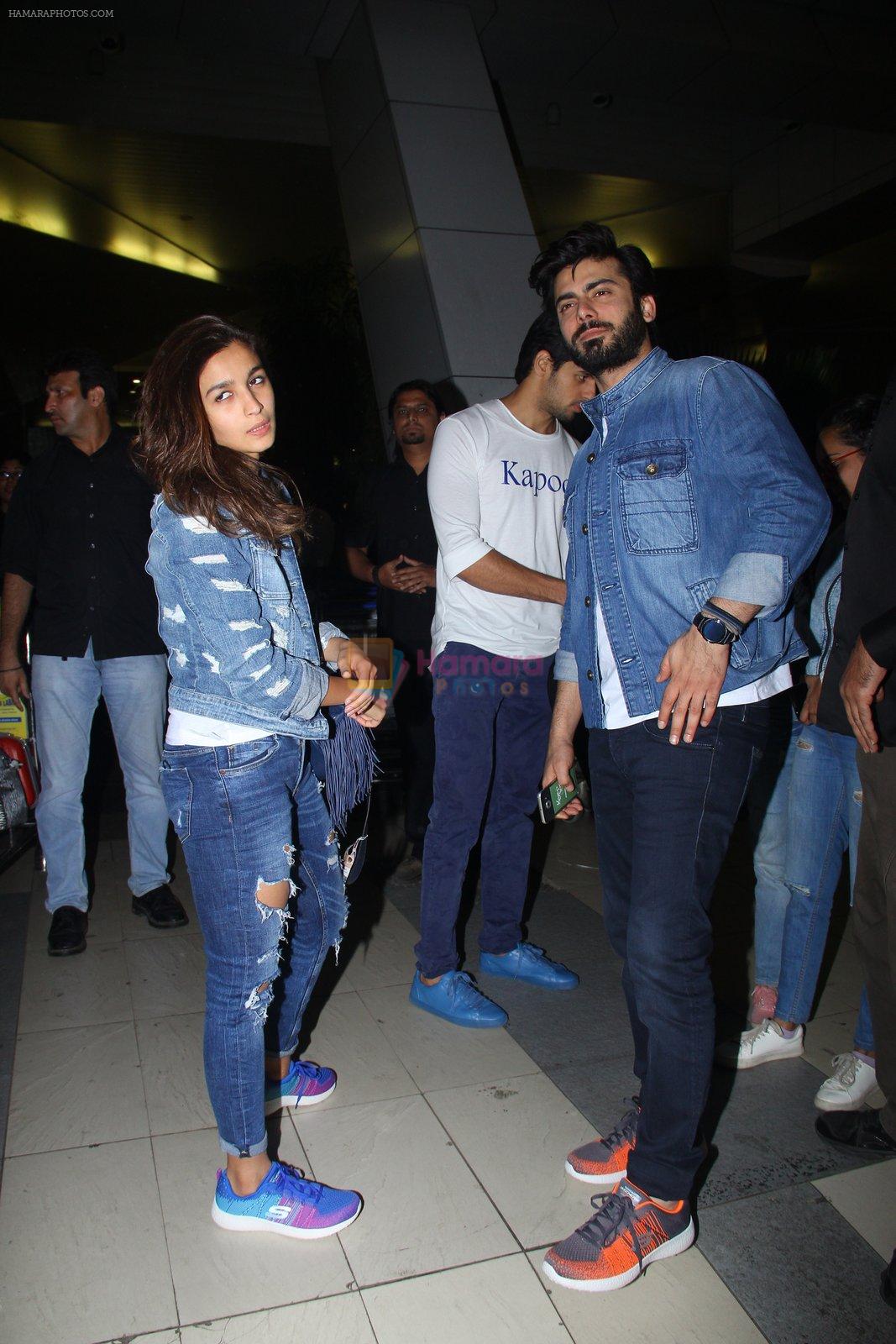 Alia Bhatt, Sidharth Malhotra and Fawad Khan promote Kapoor N Sons after they return from Bangalore on 12th March 2016