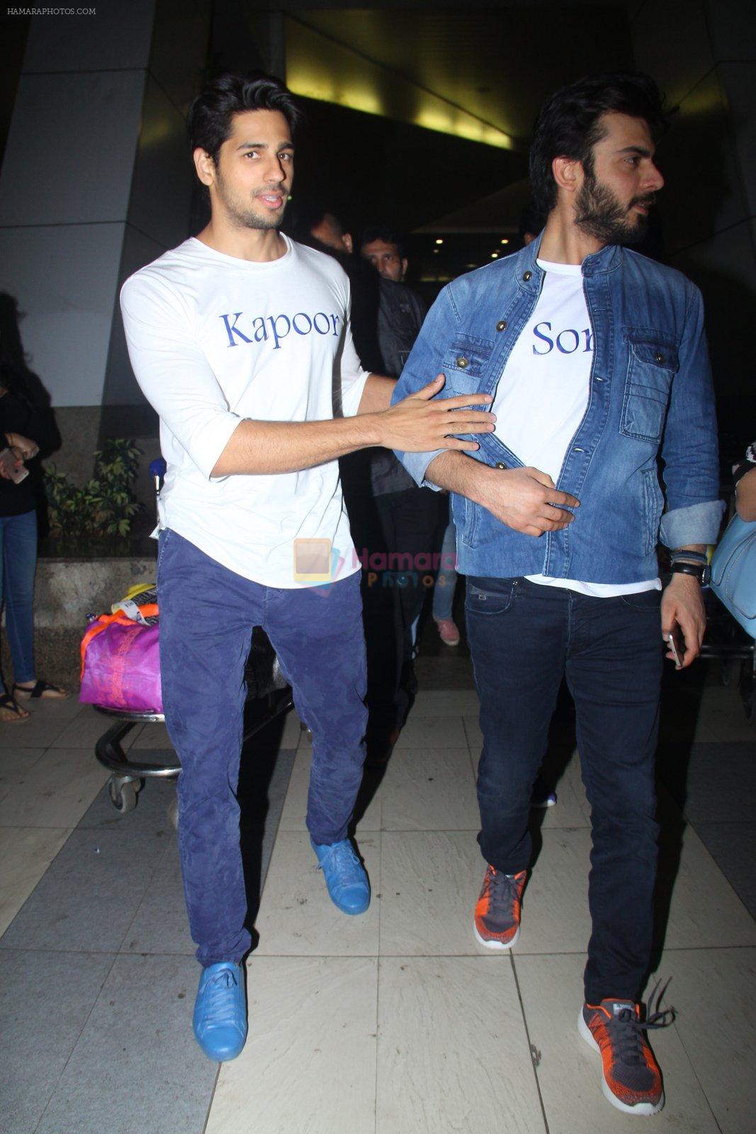 Sidharth Malhotra and Fawad Khan promote Kapoor N Sons after they return from Bangalore on 12th March 2016