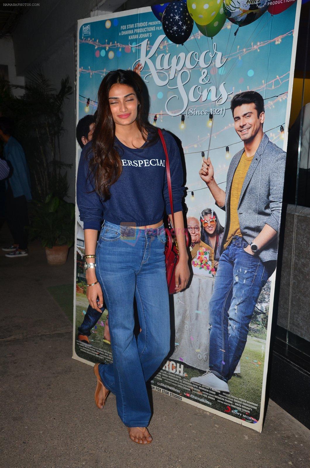 Athiya Shetty at sidharth Malhotra's screening for kapoor n sons on 17th March 2016