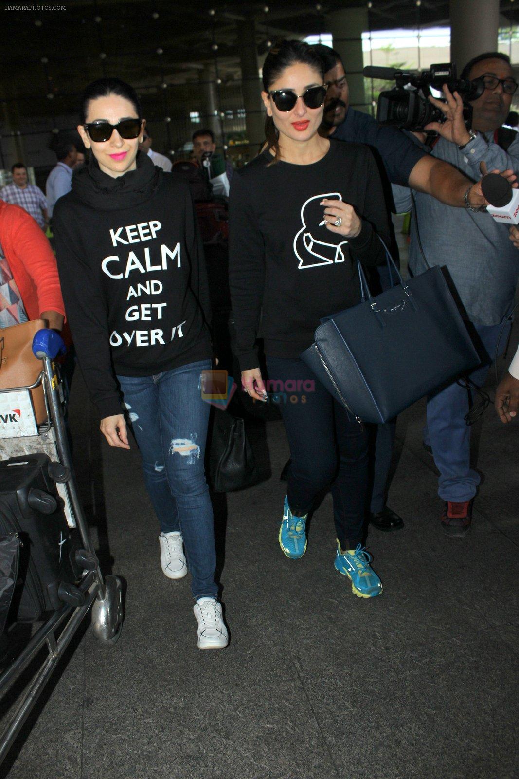 Karisma Kapoor, Kareena Kapoor snapped at airport on 19th March 2016