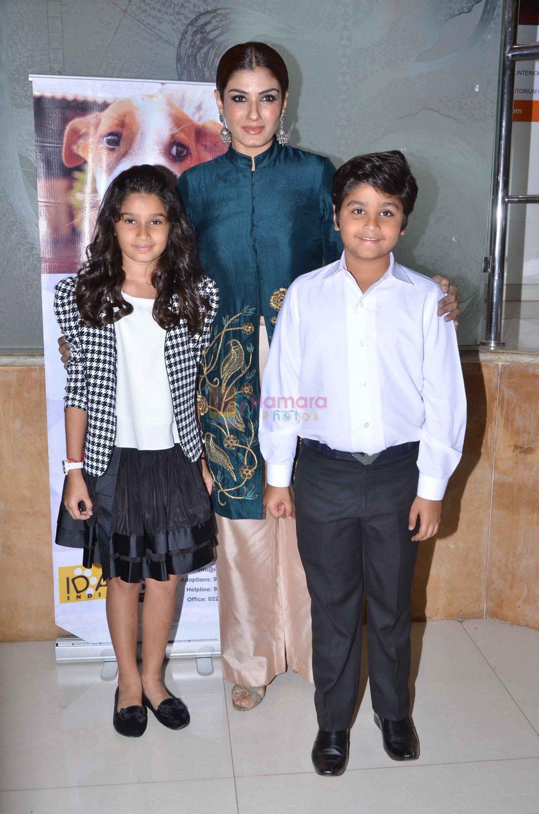 Raveena Tandon with her kids Ranbirvardhan and Rasha as they are announced as brand ambassadors of ngo on 23rd March 2016