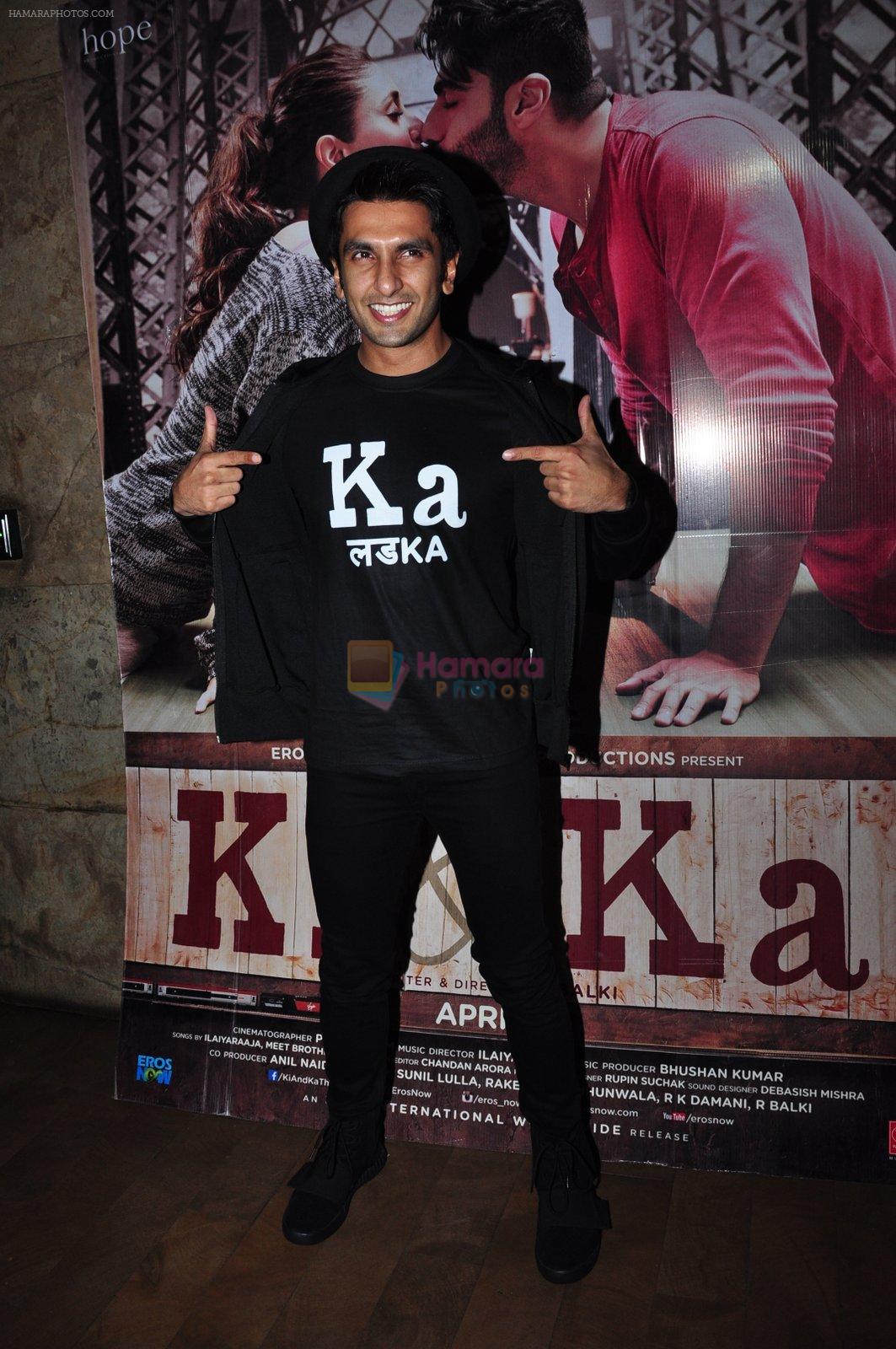 Ranveer Singh at Ki and Ka screening on 30th March 2016