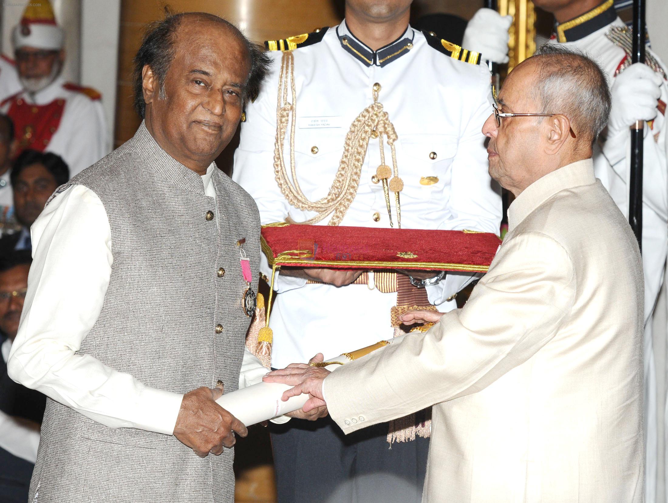 Rajnikant at Padma Bhushan ceremony on 12th April 2016