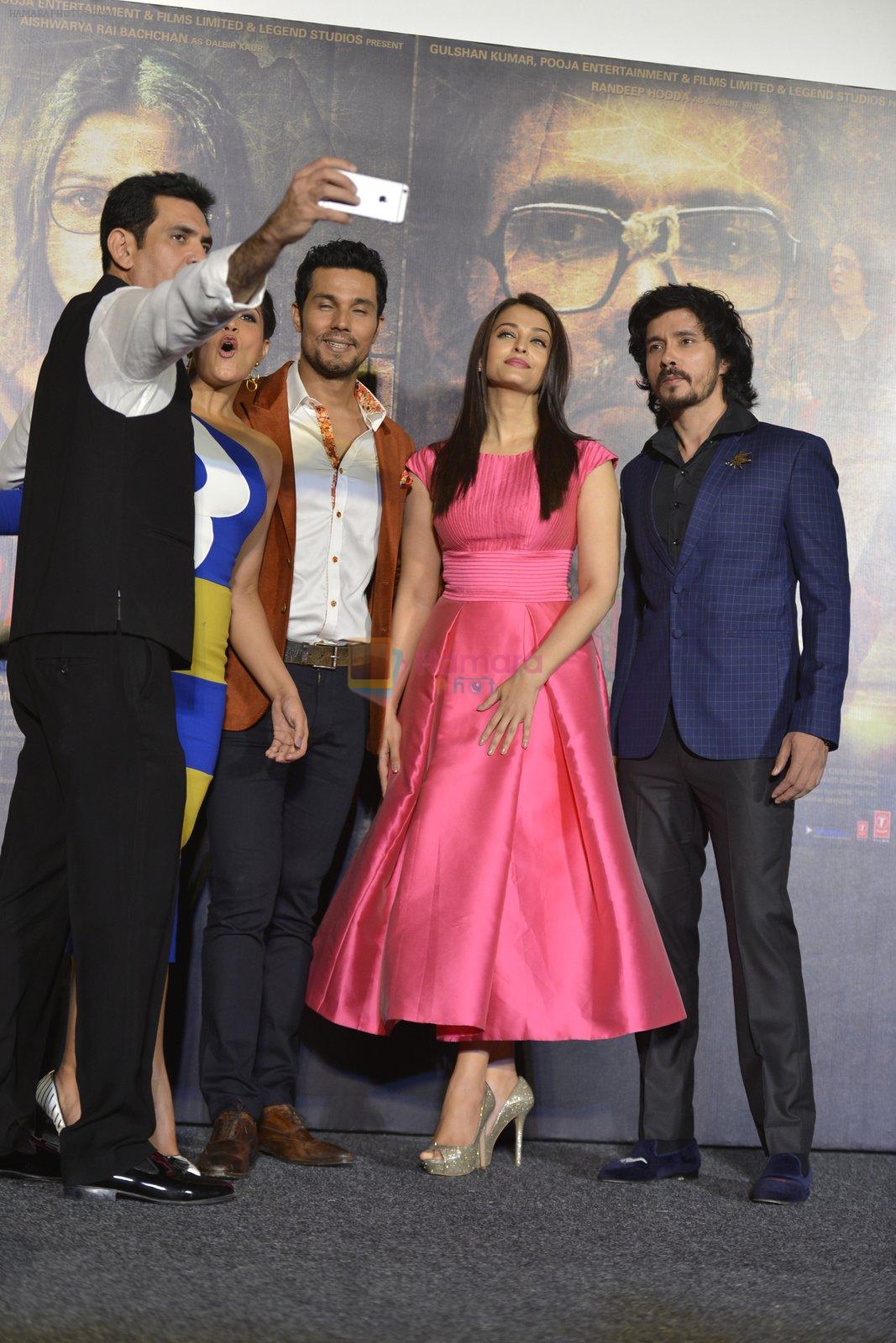 Richa Chadha, Randeep Hooda, Aishwarya Rai Bachchan, Darshan Kumaar at Sarbjit Trailer launch in Mumbai on 14th April 2016
