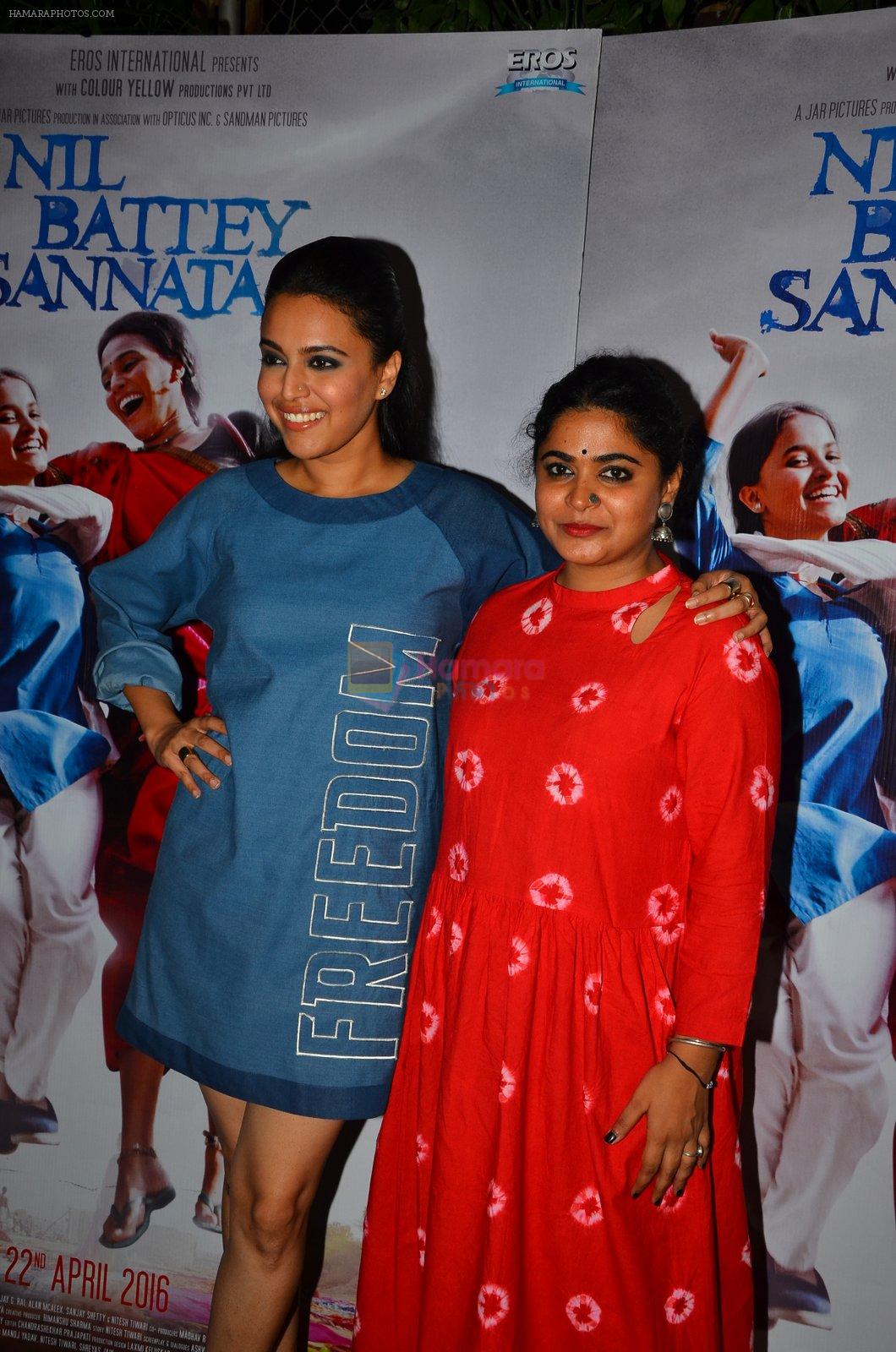 Swara Bhaskar, Ashwiny Iyer Tiwari at Nil Battey Sannata Screening in Mumbai on 20th April 2016