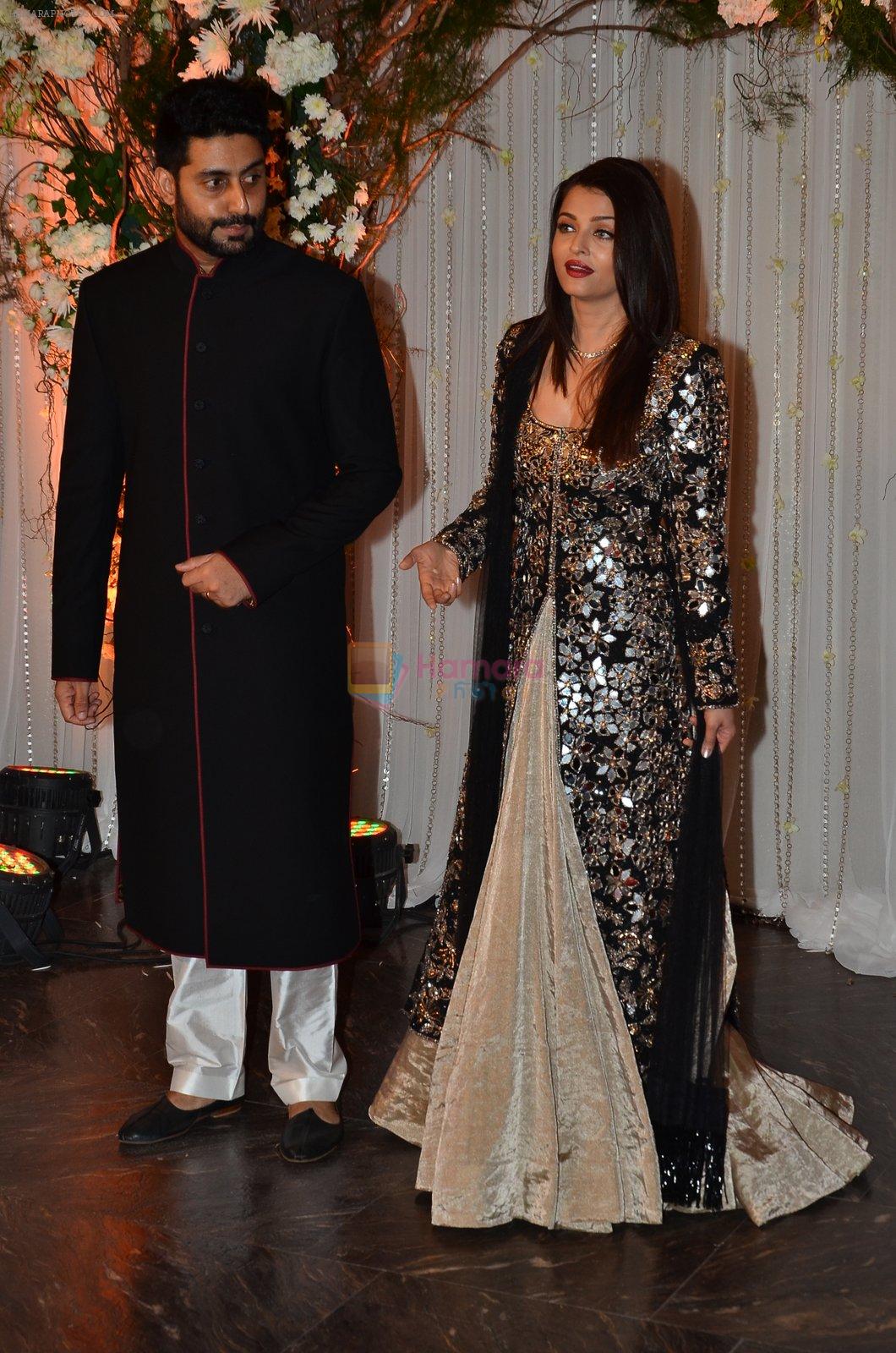 Aishwarya Rai Bachchan, Abhishek Bachchan at Bipasha Basu and Karan Singh Grover's Wedding Reception on 30th April 2016