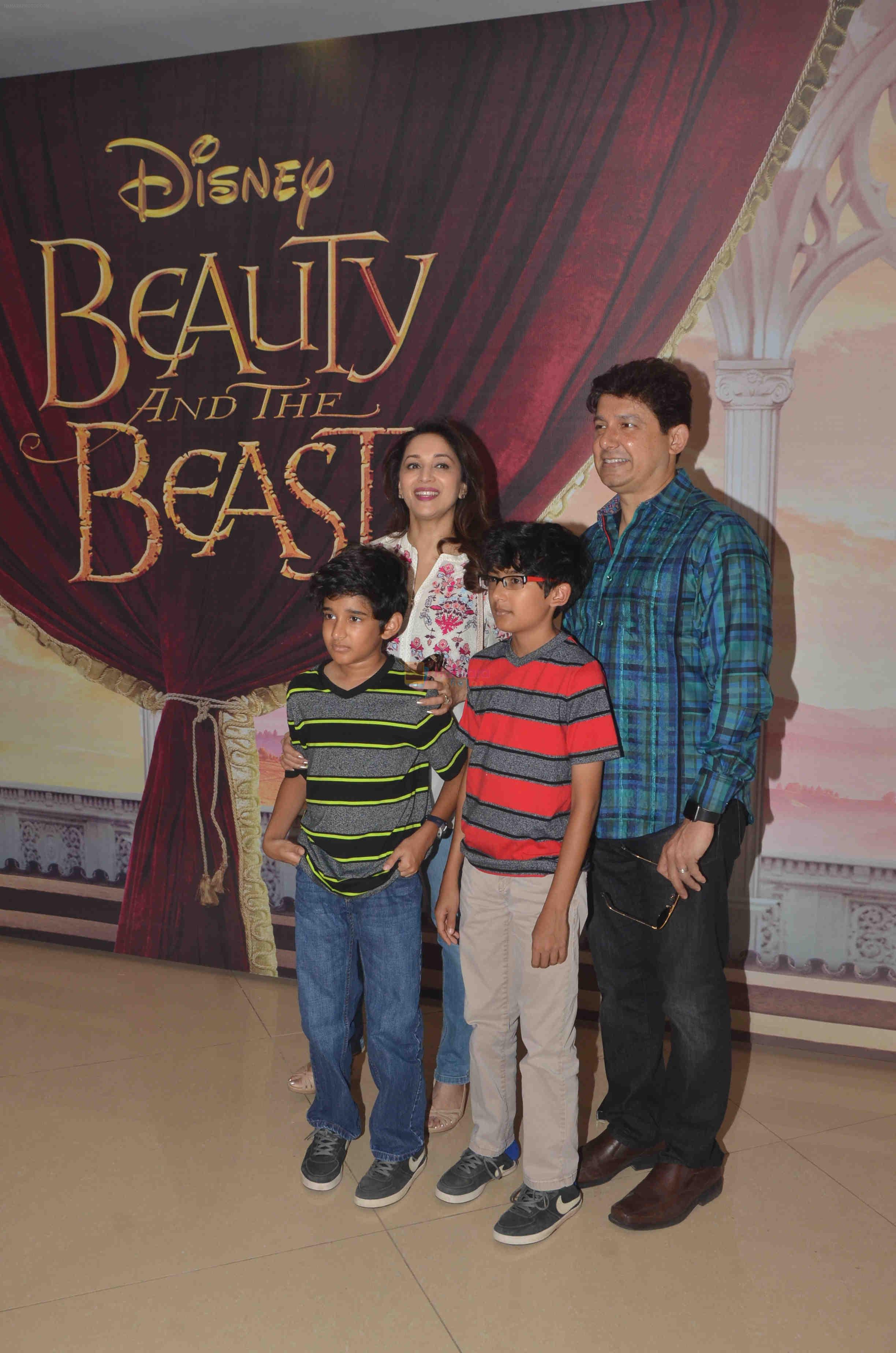 Madhuri Dixit, Sriram Nene at Beauty and Beast screening on 8th May 2016