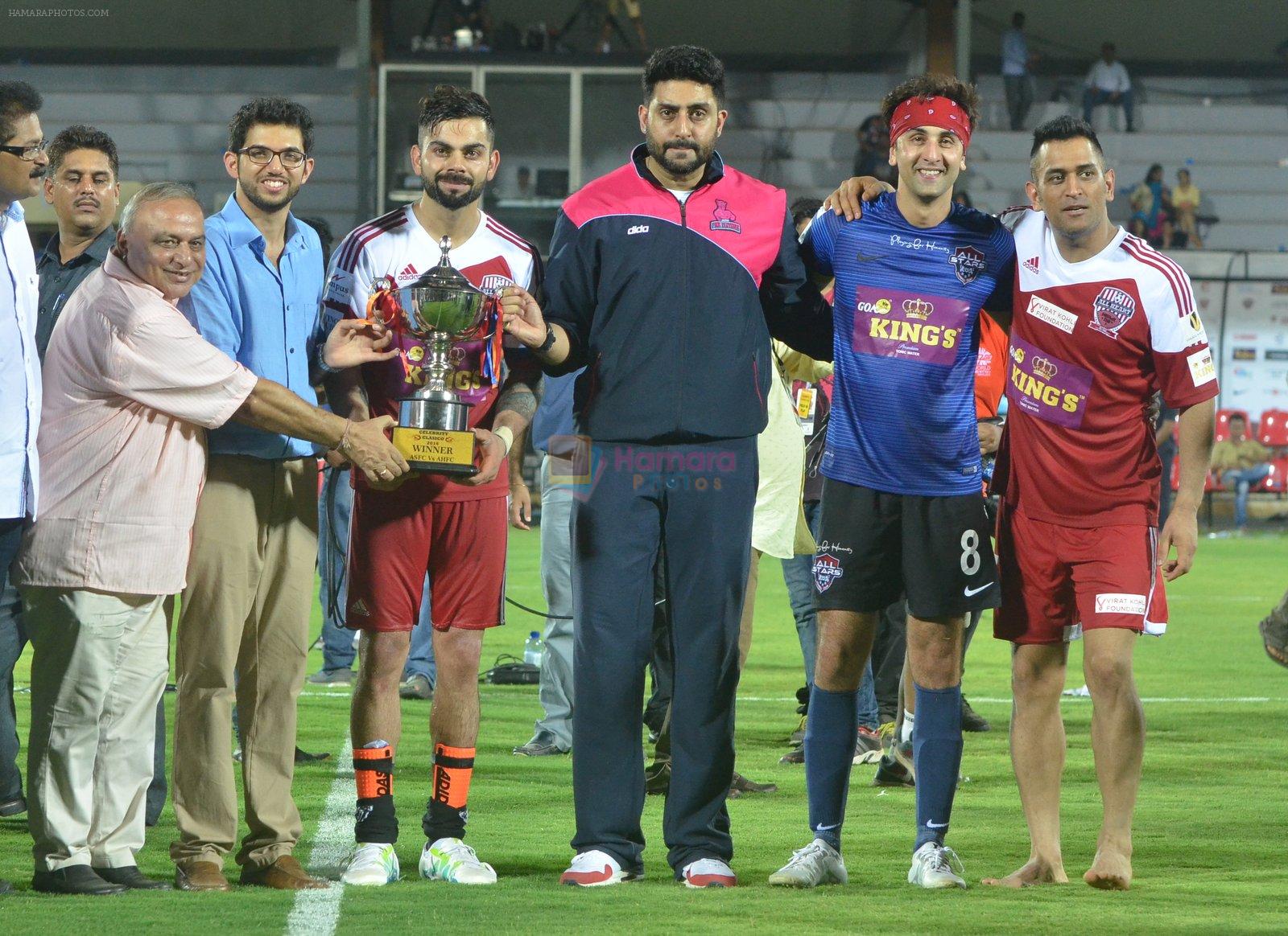 Virat Kohli, Abhishek Bachchan, Ranbir Kapoor, Mahendra Singh Dhoni at celebrity soccer match in Mumbai on 4th June 2016