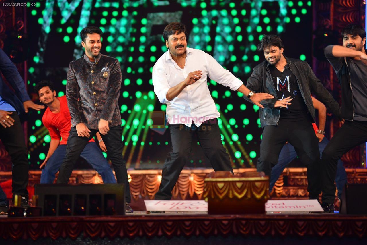Chiranjeevi performs on stage at the Maa awards in HICC Hyderabad on 12th June 2016