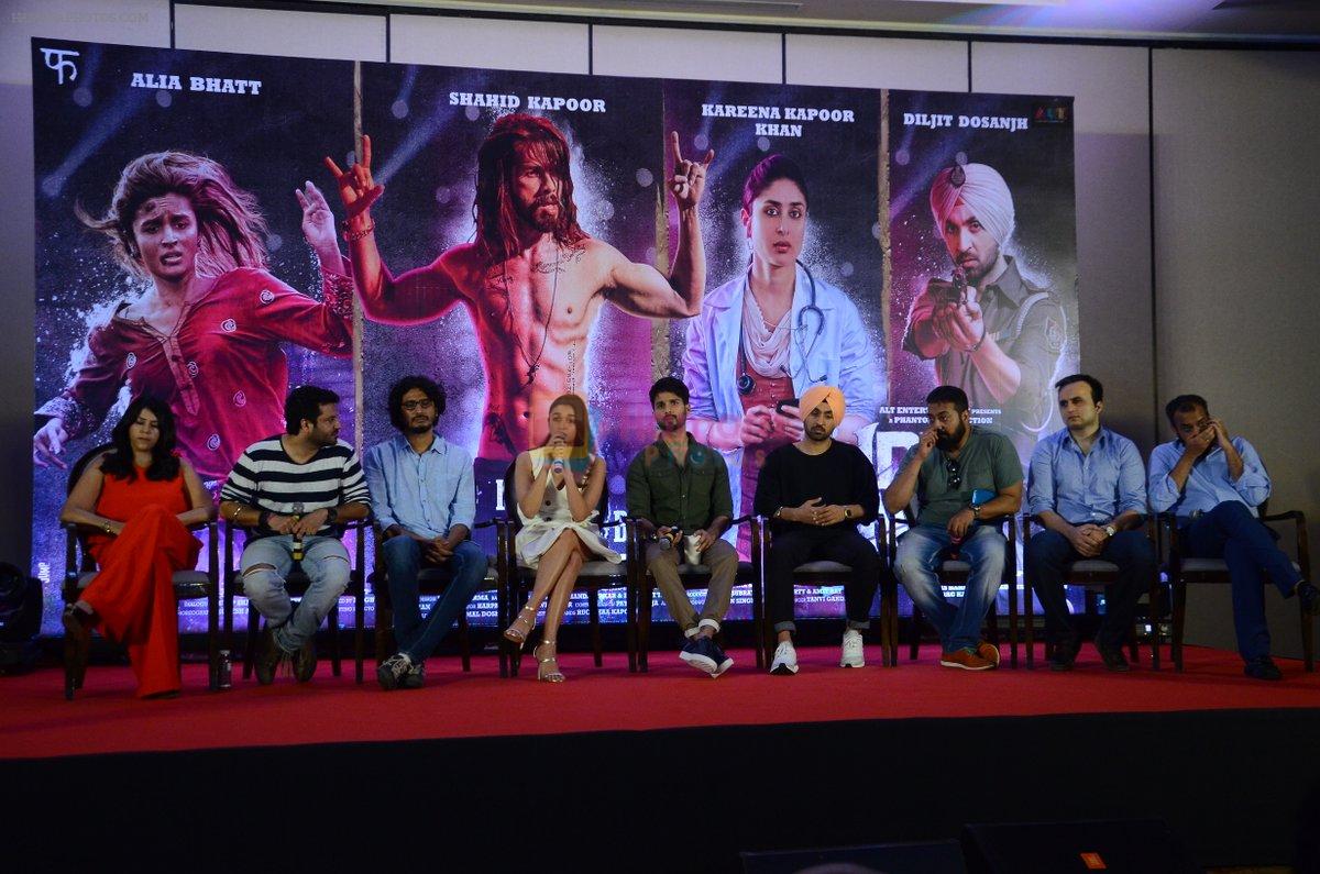 Alia Bhatt, Shahid Kapoor, Diljit Dosanjh, Anurag Kashyap, Ekta Kapoor, Vikas Bahl at the Press Conference of Udta Punjab in J W Marriott on 14th June 2016