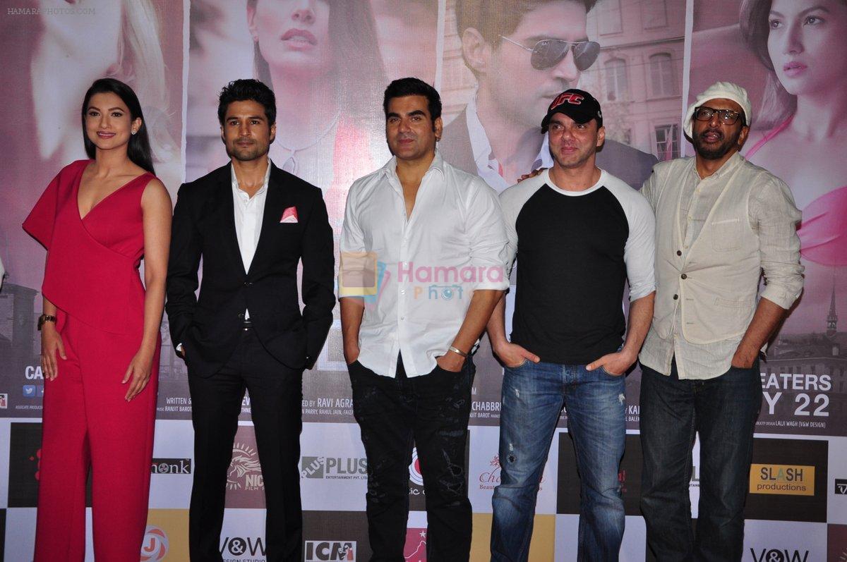 Arbaaz Khan, Sohail Khan, Javed Jaffrey, Gauhar Khan, Rajeev Khandelwal grace the trailer launch of Fever on 14th June 2016