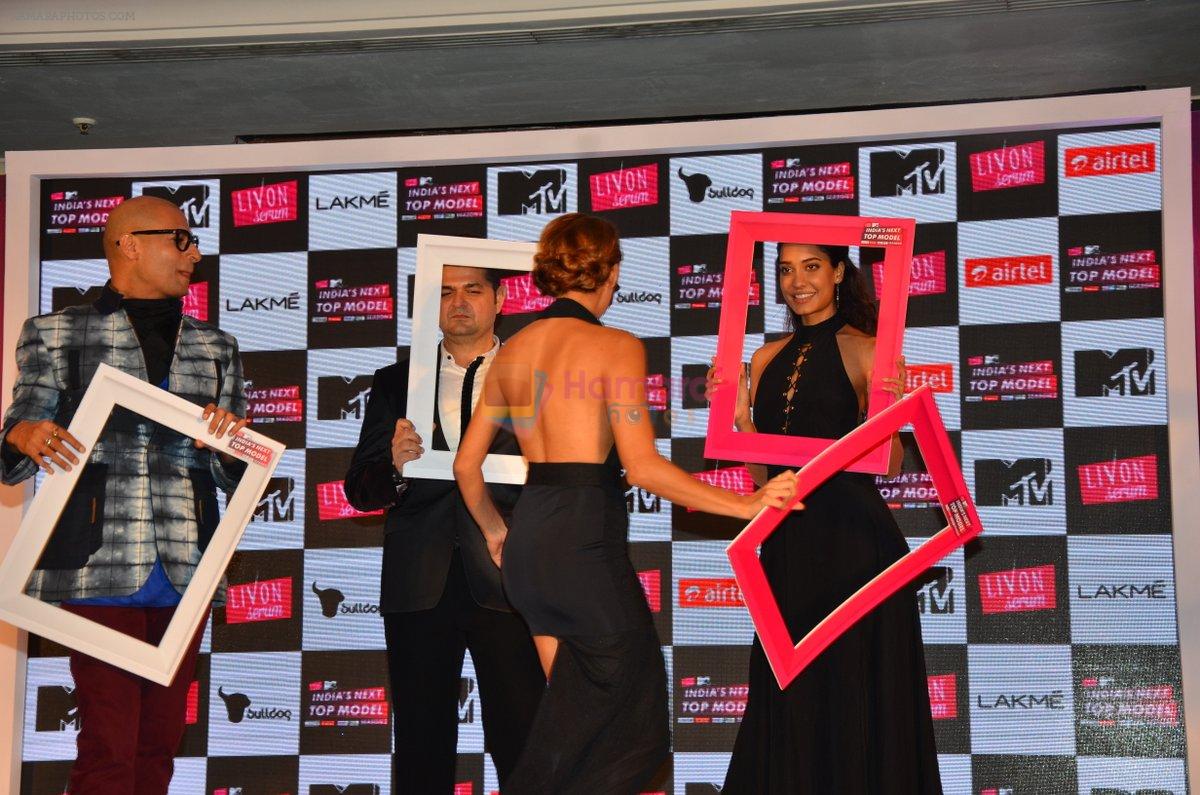 Lisa Haydon, Anusha Dandekar, Dabboo Ratnani and Neeraj Gaba at the Launch of MTV's India's Next Top Model Hunt Season 2 in The Leela Hotel on 30th June 2016