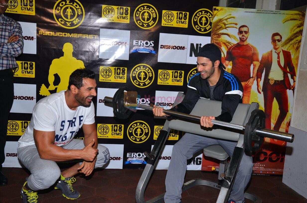 John Abraham and Varun Dhawan at gold gym in Mumbai on 9th July 2016