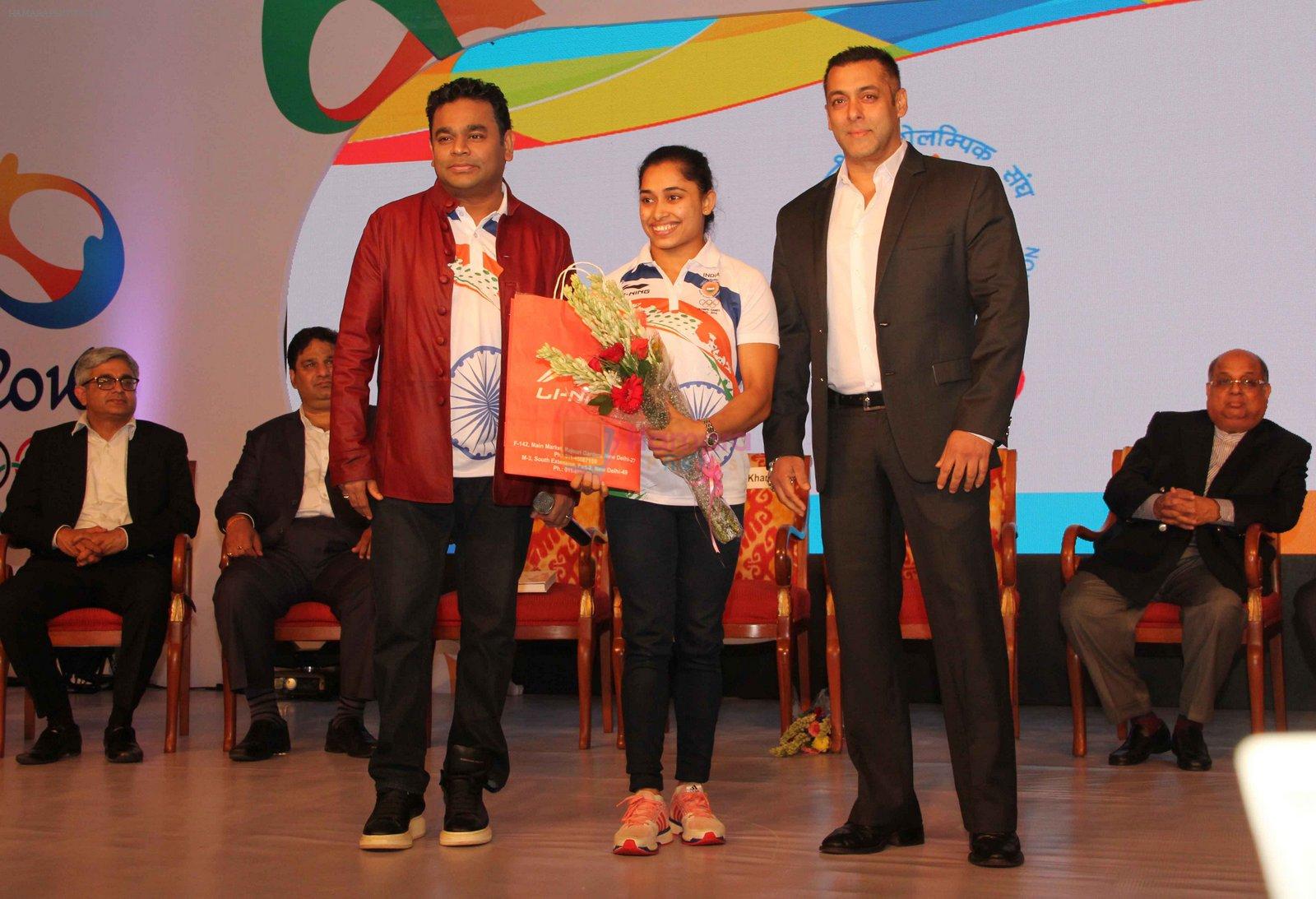 Salman Khan, A R Rahman at Rio Olympics meet in Delhi on 18th July 2016