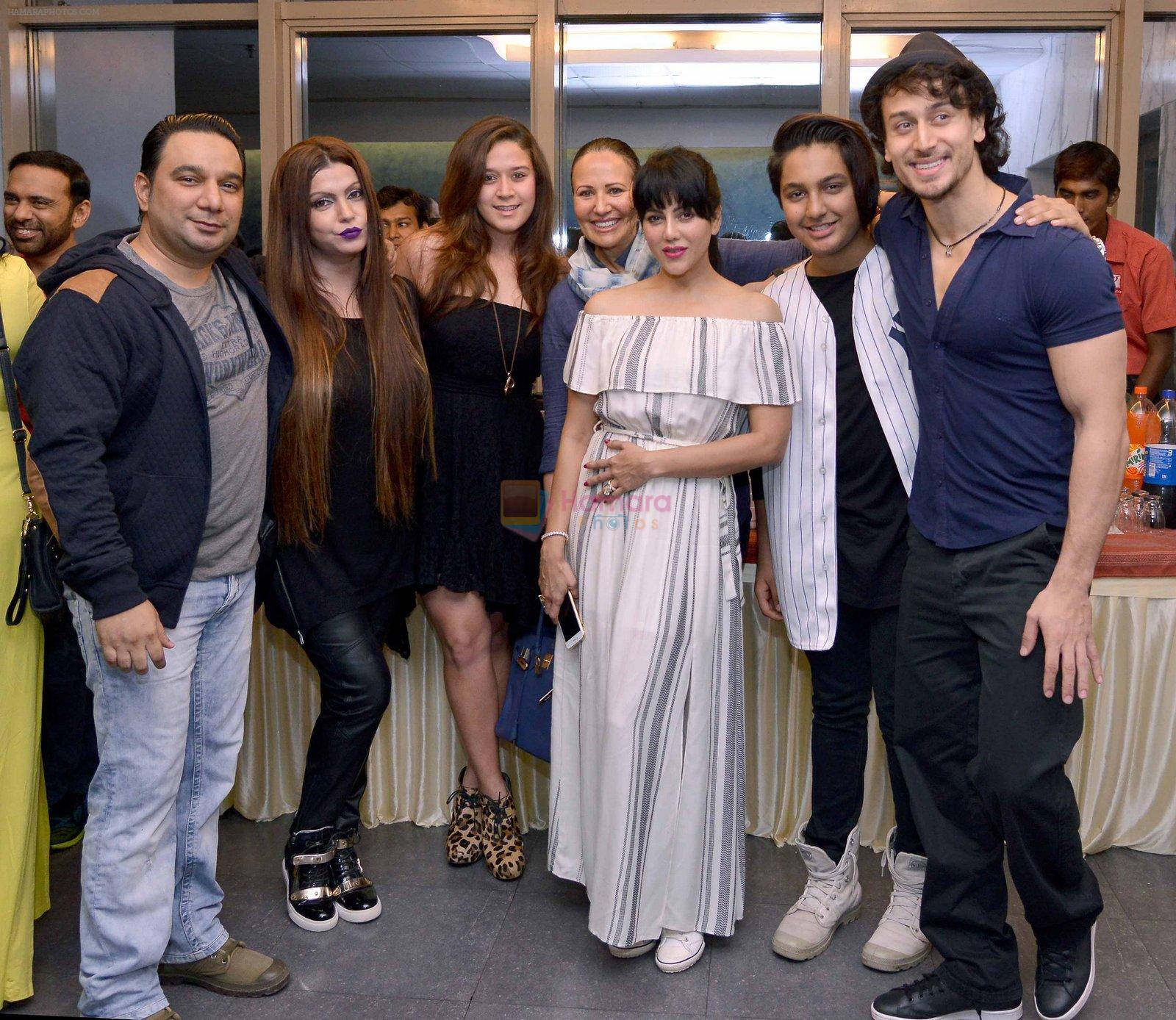 mr &mrs ahmed khan,krishna with mother ayesha shroff,warda nadiadwala,ahmed khan's son,tiger shroff at Dishoom screening in yashraj, Mumbai o.