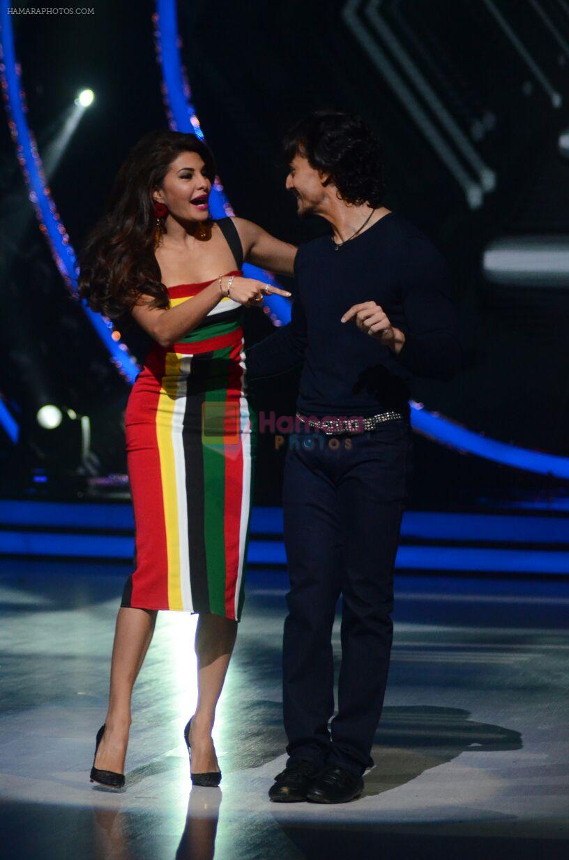 Jacqueline Fernandez and Tiger Shroff during the promotion of film A Flying Jatt on the sets of reality dance show Jhalak Dikhhla Jaa season 9 in Mumbai, India on August 2 2016