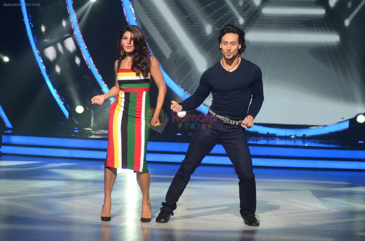 Jacqueline Fernandez and Tiger Shroff during the promotion of film A Flying Jatt on the sets of reality dance show Jhalak Dikhhla Jaa season 9 in Mumbai, India on August 2 2016