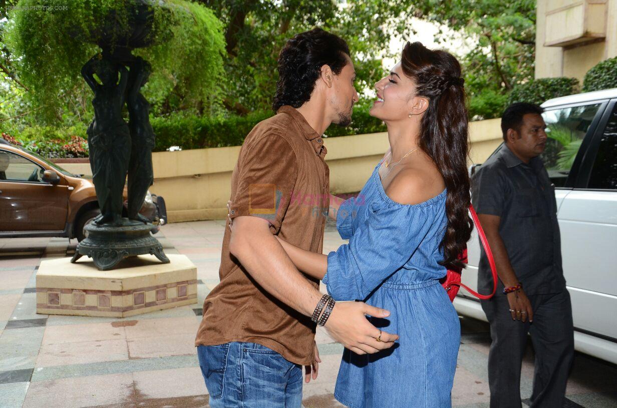 Tiger Shroff and Jacqueline Fernandez during the audio launch of Beat Pe Booty song from film A Flying Jatt at the Radio City Studios in Mumbai, India on August 3, 3016