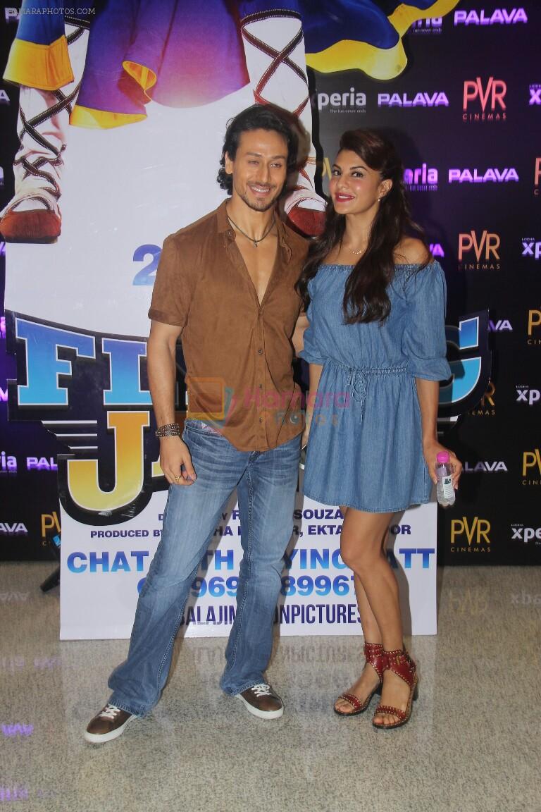 Tiger Shroff and Jacqueline Fernandez during the audio launch of Beat Pe Booty song from film A Flying Jatt at New PVR in Dombivli, Mumbai on August 3, 3016