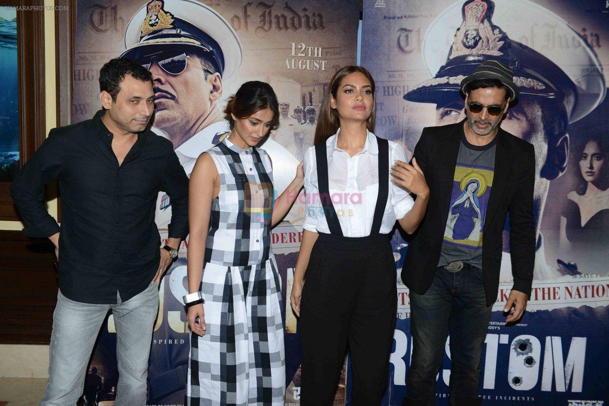 Akshay Kumar, Ileana D'Cruz, Esha Gupta, Tinu Suresh Desai at the Press Conference of Rustom in New Delhi on 8th Aug 2016