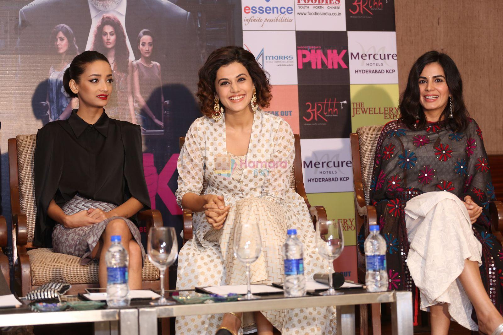 Taapsee Pannu , Kirti Kulhari, Andrea Tariang, Angad Bedi at Pink press meet in Mumbai on 9th Sept 2016