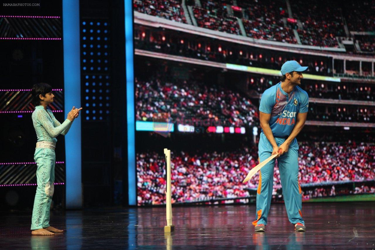 Sushant Singh Rajput getting ready to hit his iconic Helicopter shot on the sets of Dance Plus season2