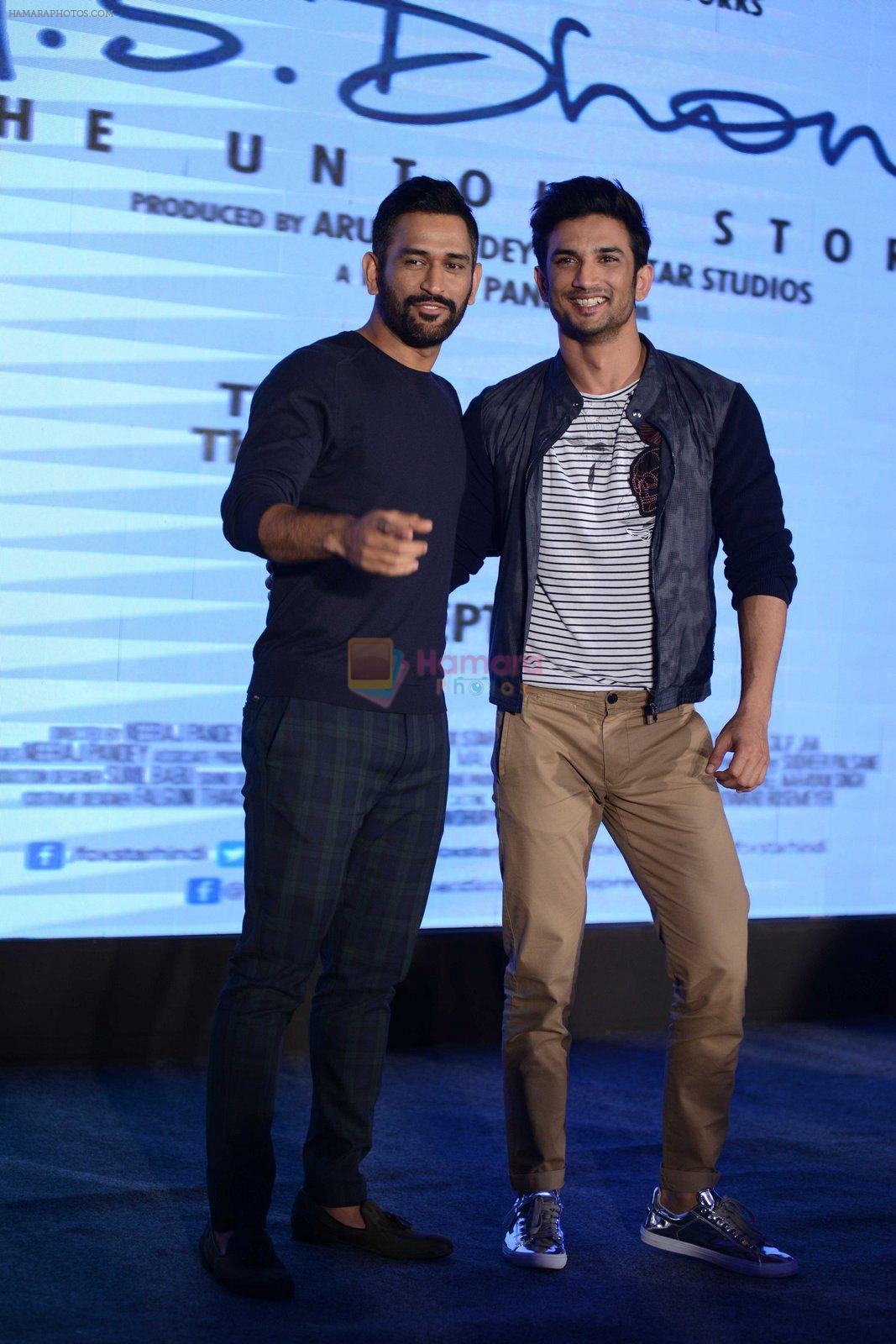 Mahendra Singh Dhoni, Sushant Singh Rajput at MS Dhoni press meet in Delhi on 27th Sept 2016