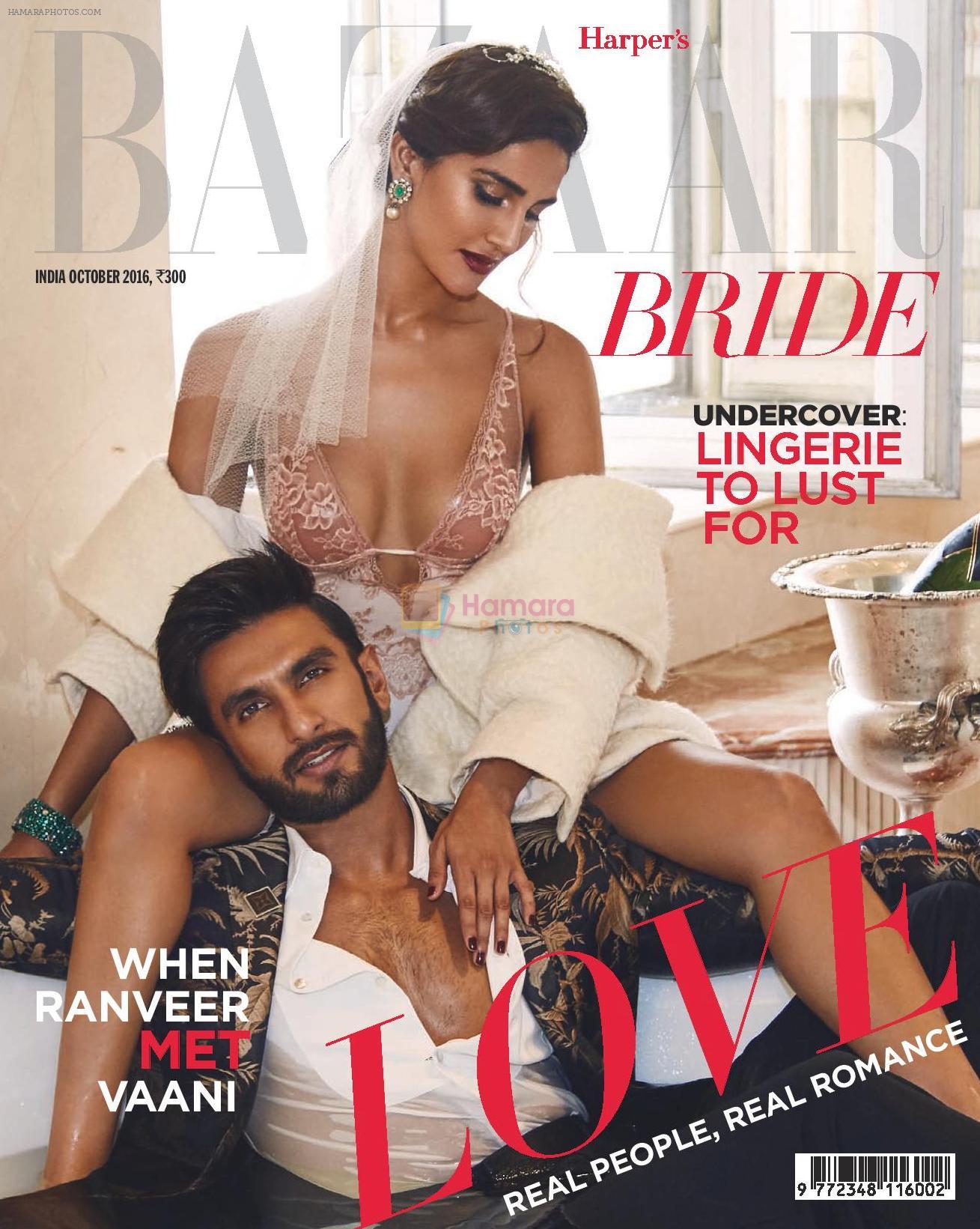 Ranveer Singh and Vaani Kapoor on the cover of Harper's Bazaar Bride, Oct. issue