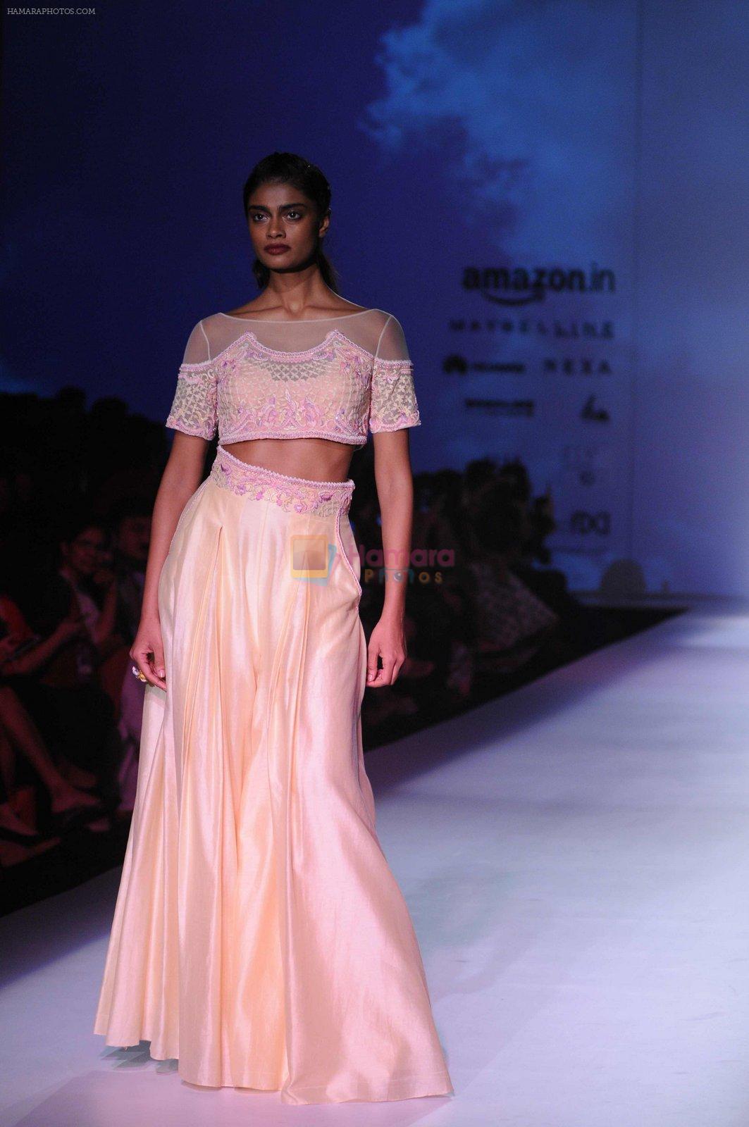 Model walk the ramp for Mandira Wrik's show at Amazon India Fashion Week on 15th Oct 2016