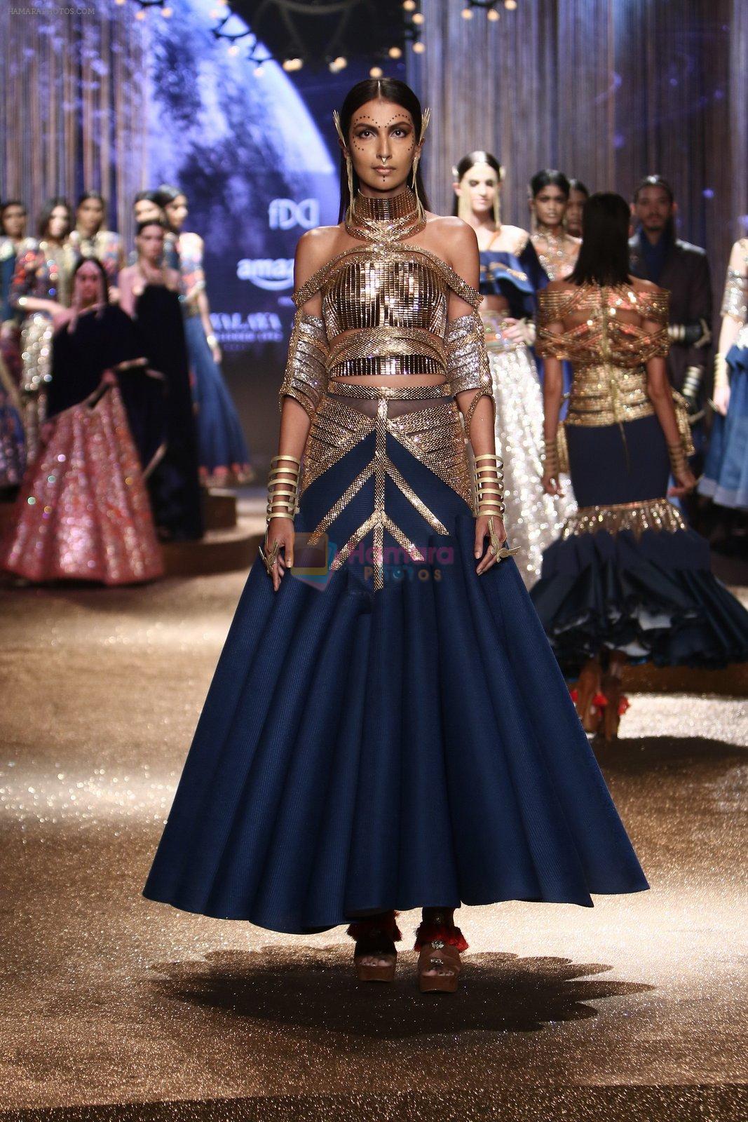 Model walk the ramp for JJ Valaya Show grand finale at amazon India Fashion Week on 16th Oct 2016