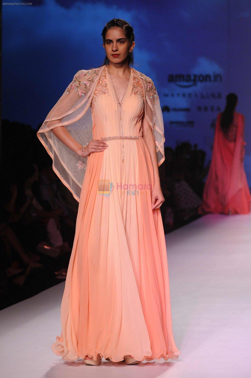 Model walk the ramp for Mandira Wrik's show at Amazon India Fashion Week on 15th Oct 2016