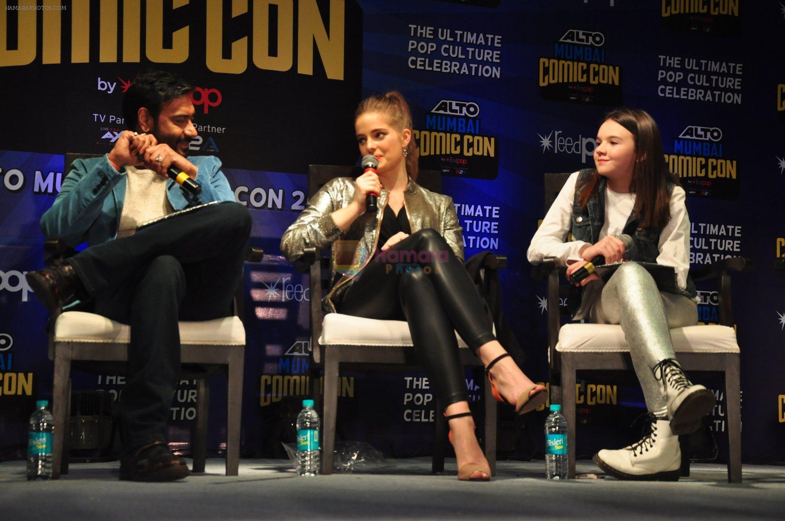 Ajay Devgan, Erika Kaar, Abigail Eames with Shivaay team at Mumbai Comic Con on 23rd Oct 2016