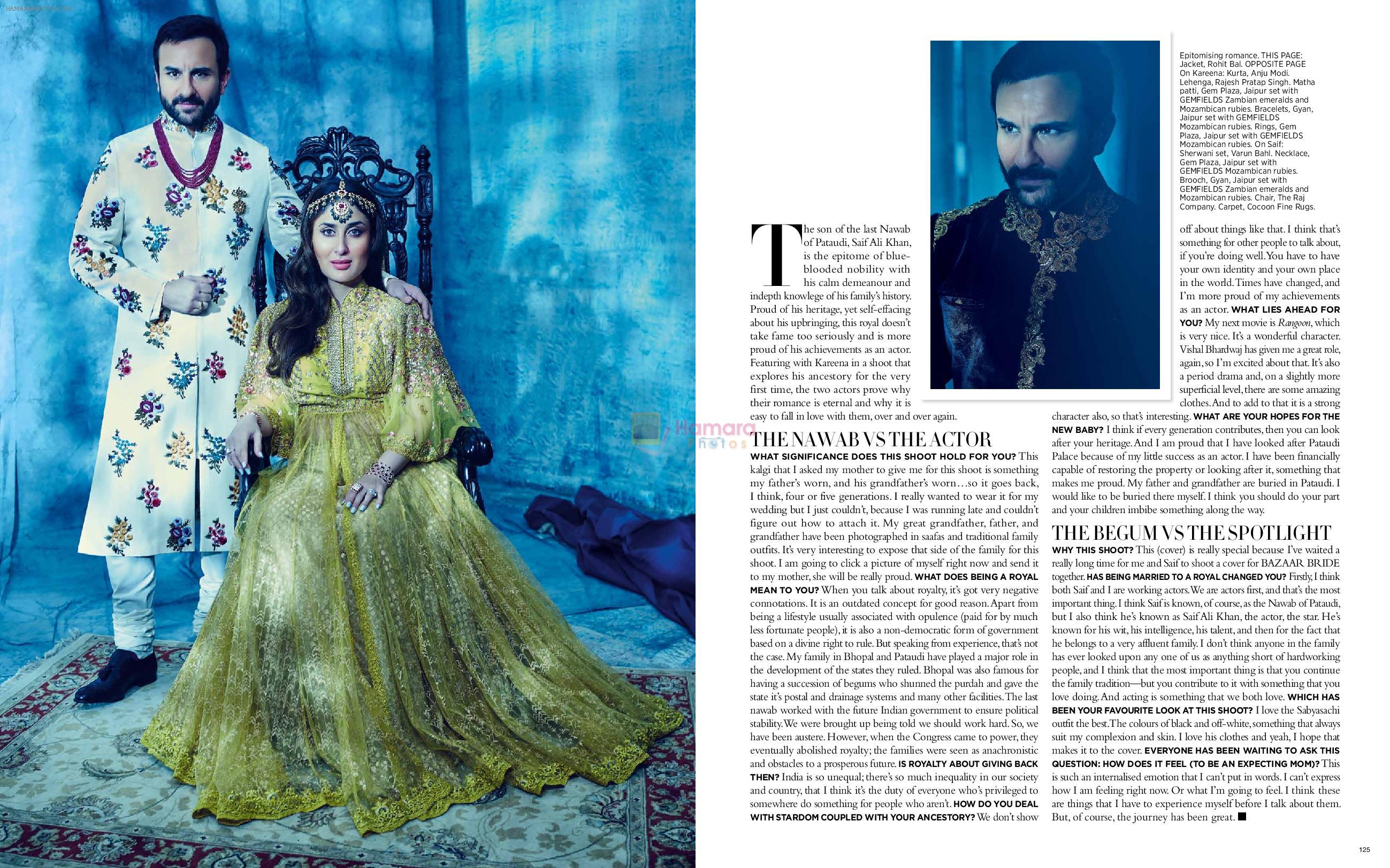 Saif Ali Khan and Kareena Kapoor on the cover of Harper's Bazaar Bride, November issue