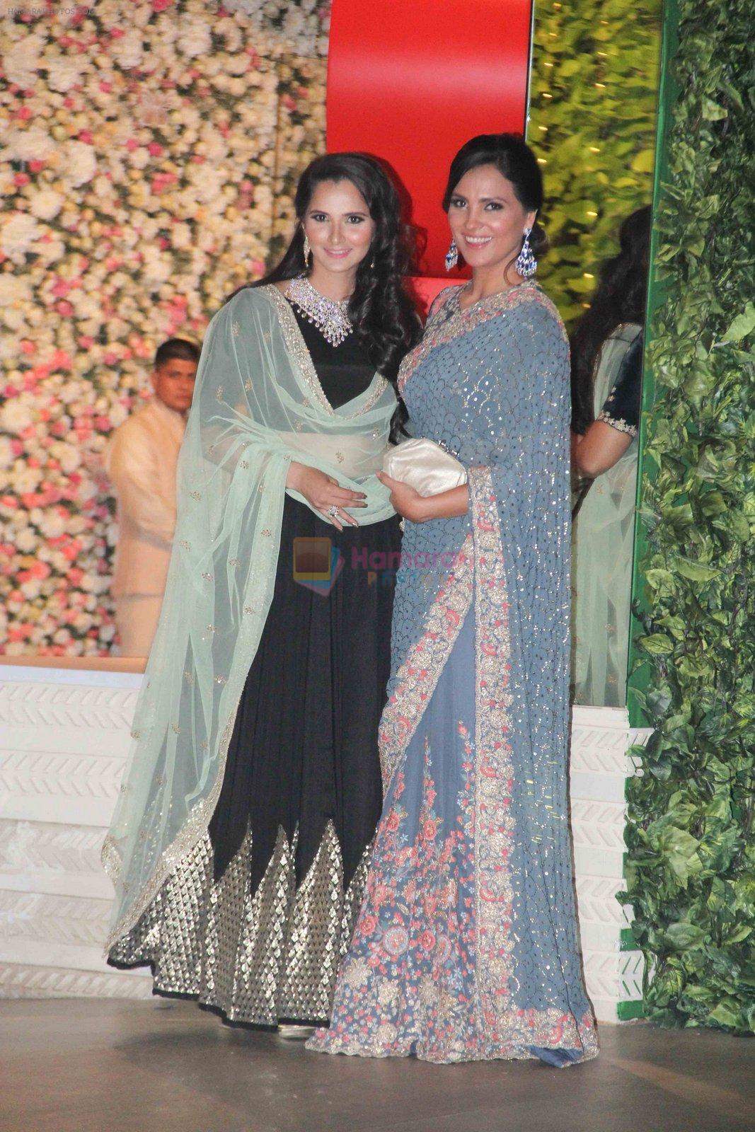 Sania Mirza, Lara Dutta at the Ambani's wedding party of their niece, Isheta Salgaoncar on 24th Nov 2016