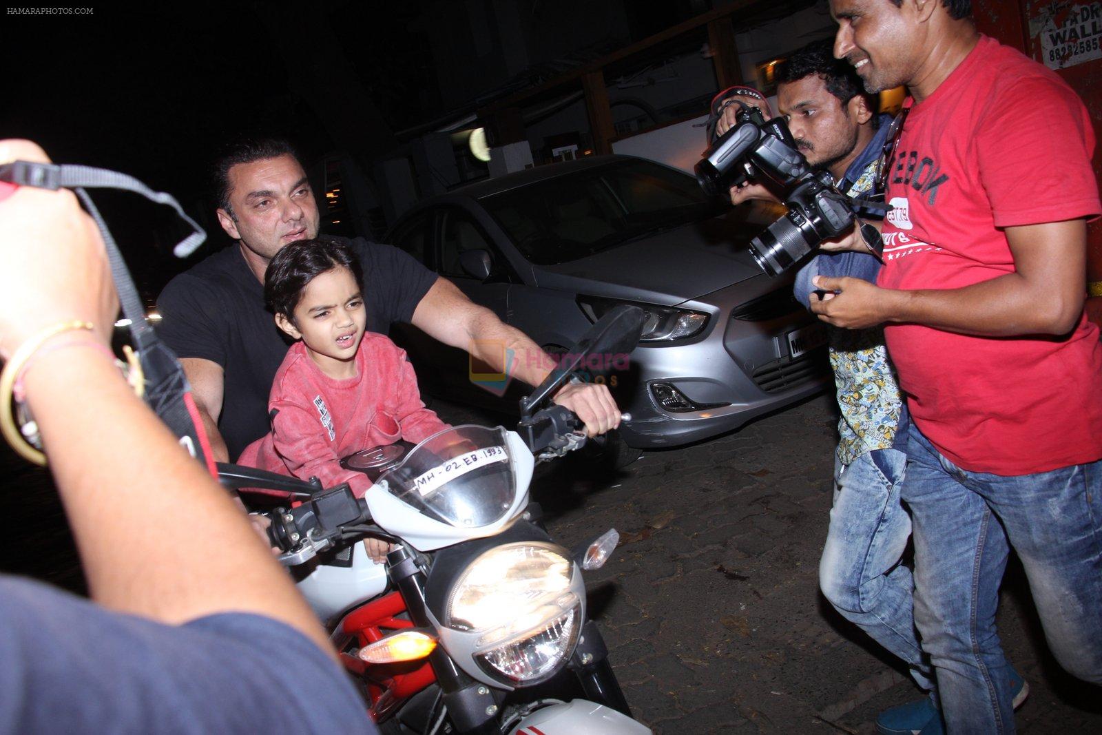 Sohail Khan snapped on bike with his son in Bandra on 14th Dec 2016