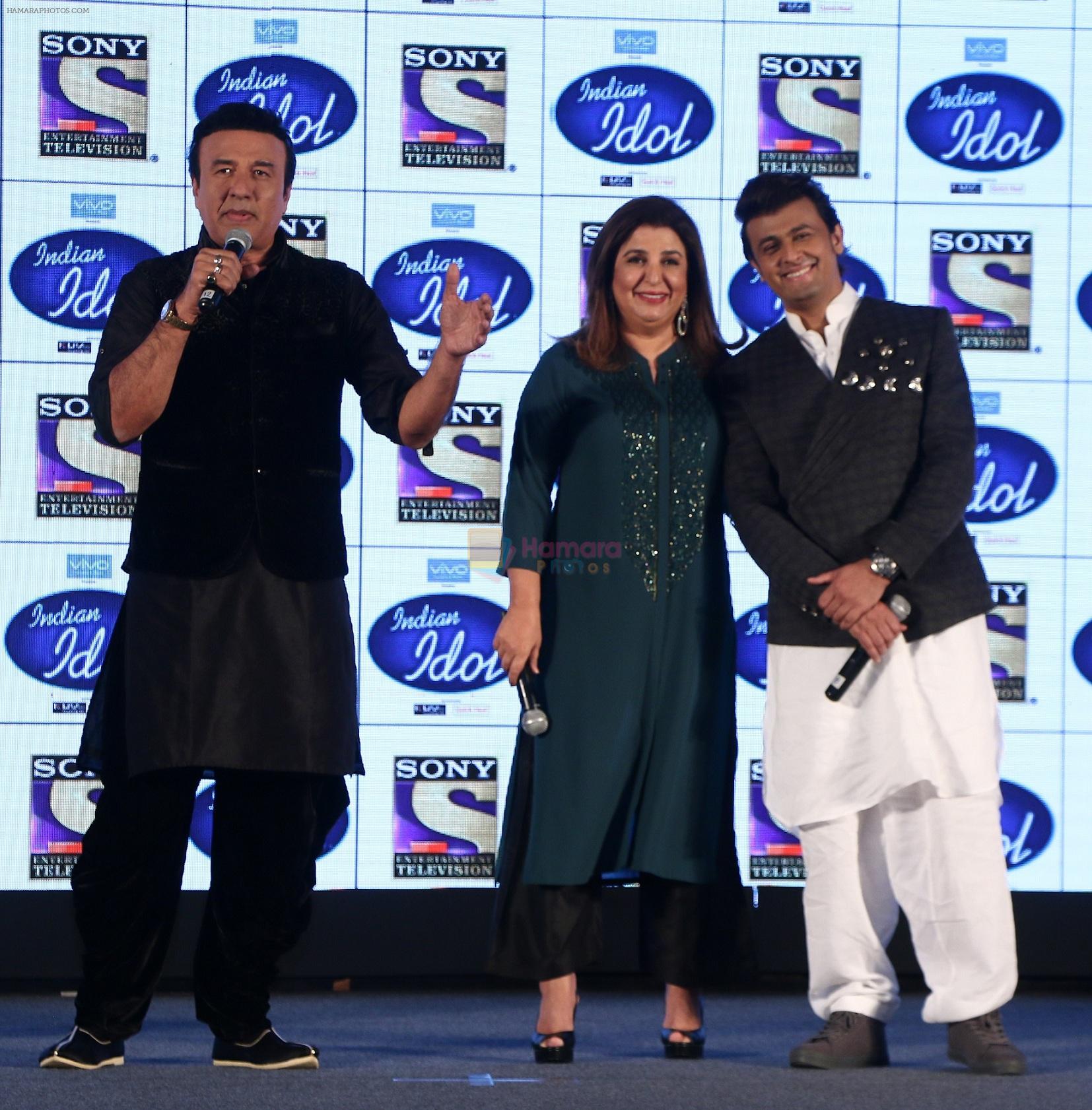 Anu Malik, Farah Khan and Sonu Nigam on the sets of Indian Idol on 20th Dec 2016