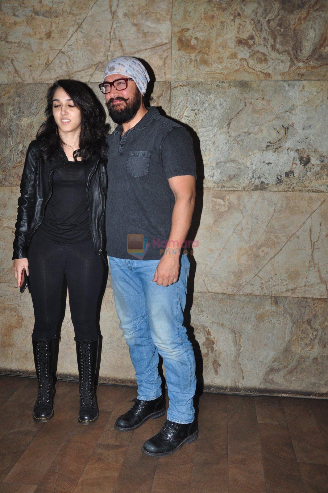 Aamir Khan, Ira Khan at Dangal screening on 21st Dec 2016