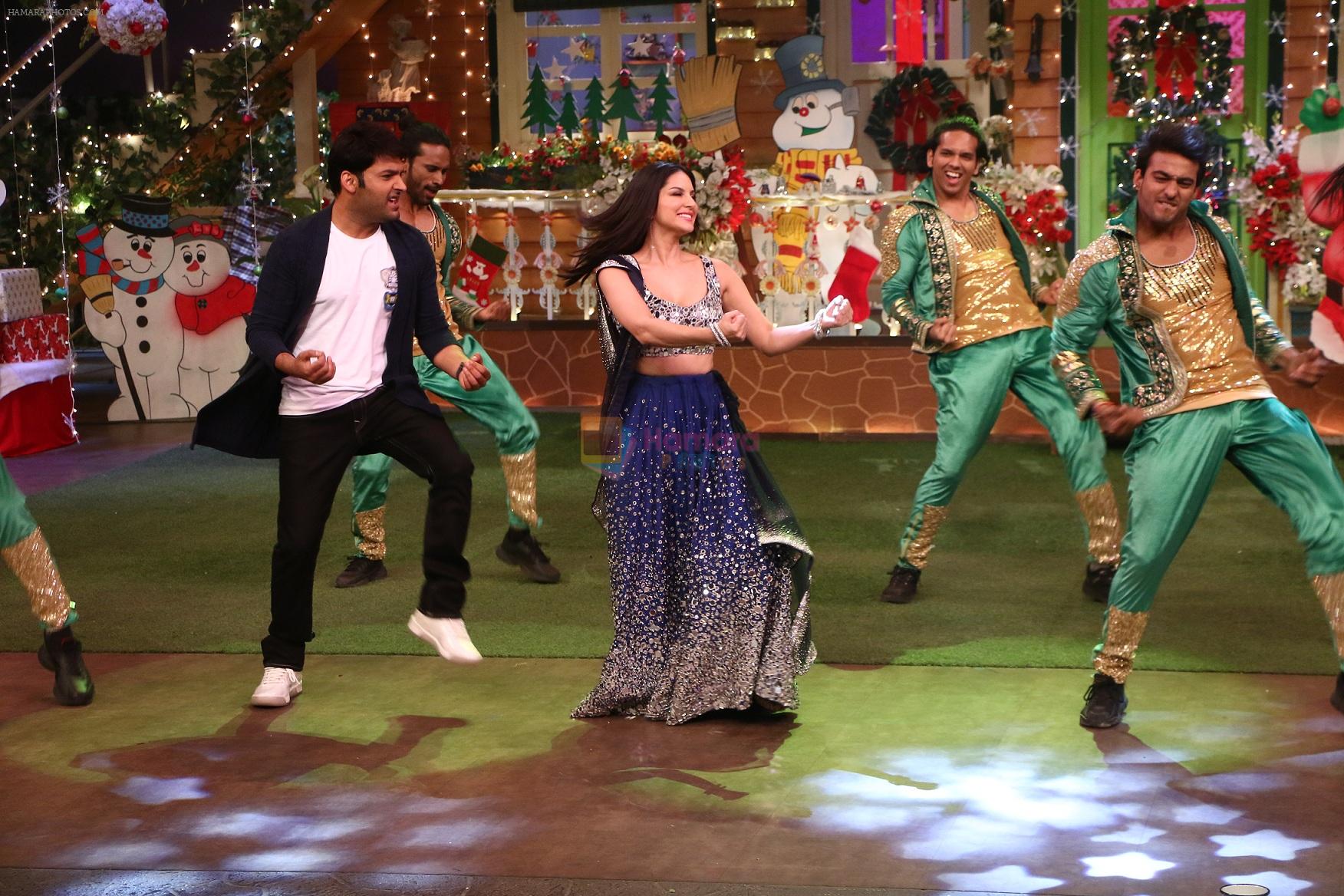 Sunny Leone and her husband Daniel Weber on the sets of The Kapil Sharma Show on 24th Dec 2016