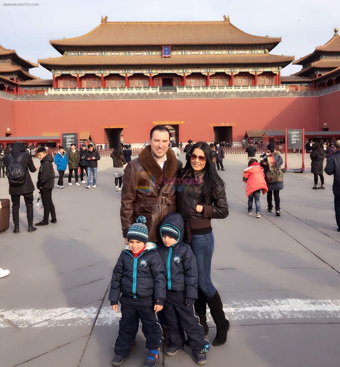 Celina Jaitly with family in the Forbidden City-China