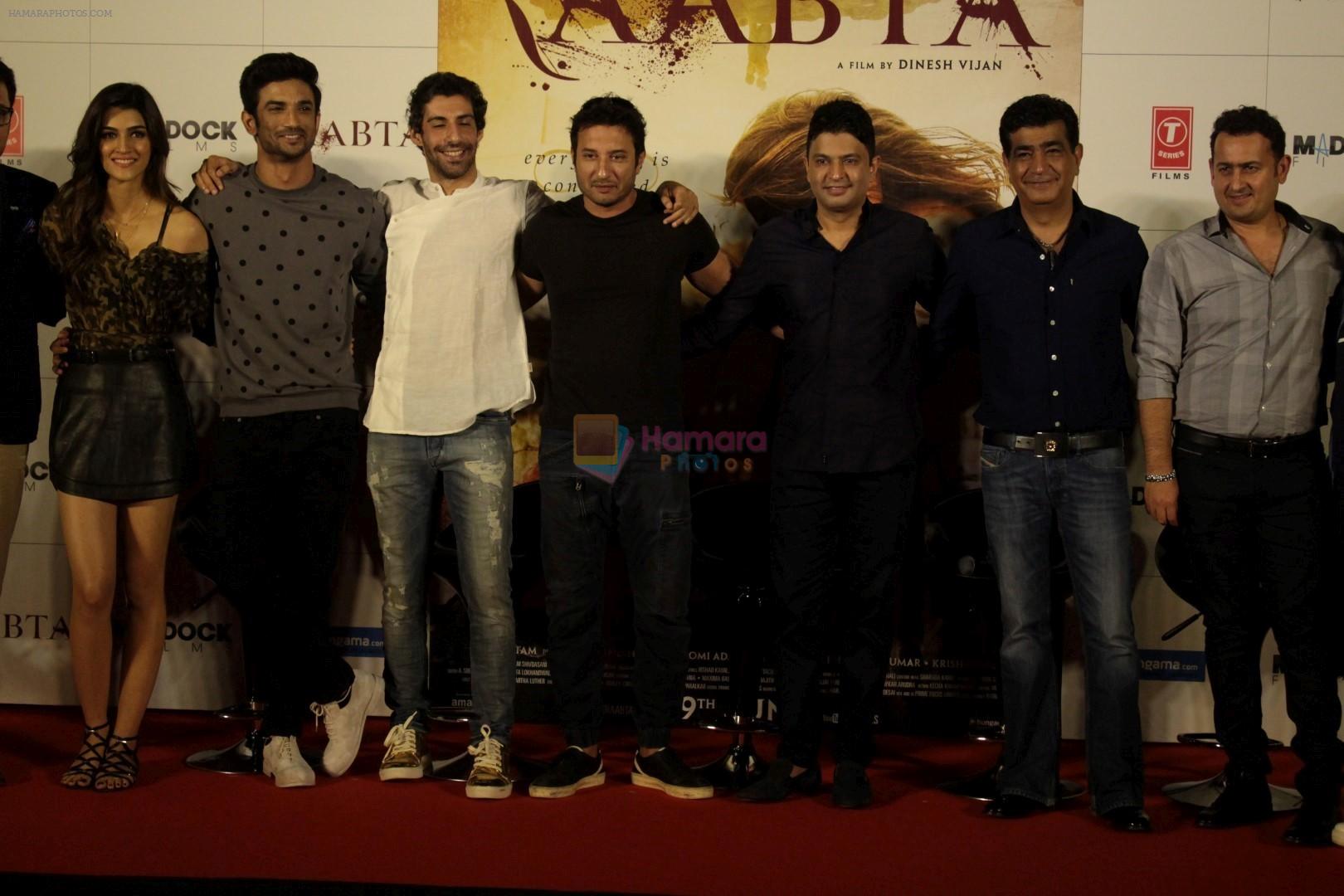 Sushant Singh Rajput, Kriti Sanon, Kishan Kumar,  Bhushan Kumar, Dinesh Vijan At Trailer Launch Of Film Raabta on 17th April 2017