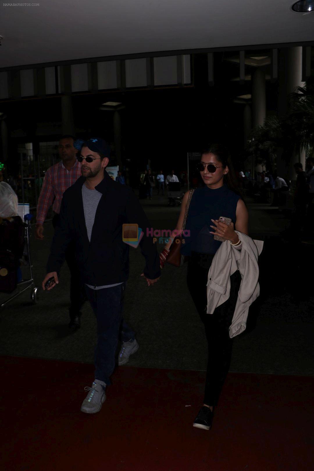 Neil Nitin Mukesh with Wife Rukmini Sahay at the Airport on 10th June 2017