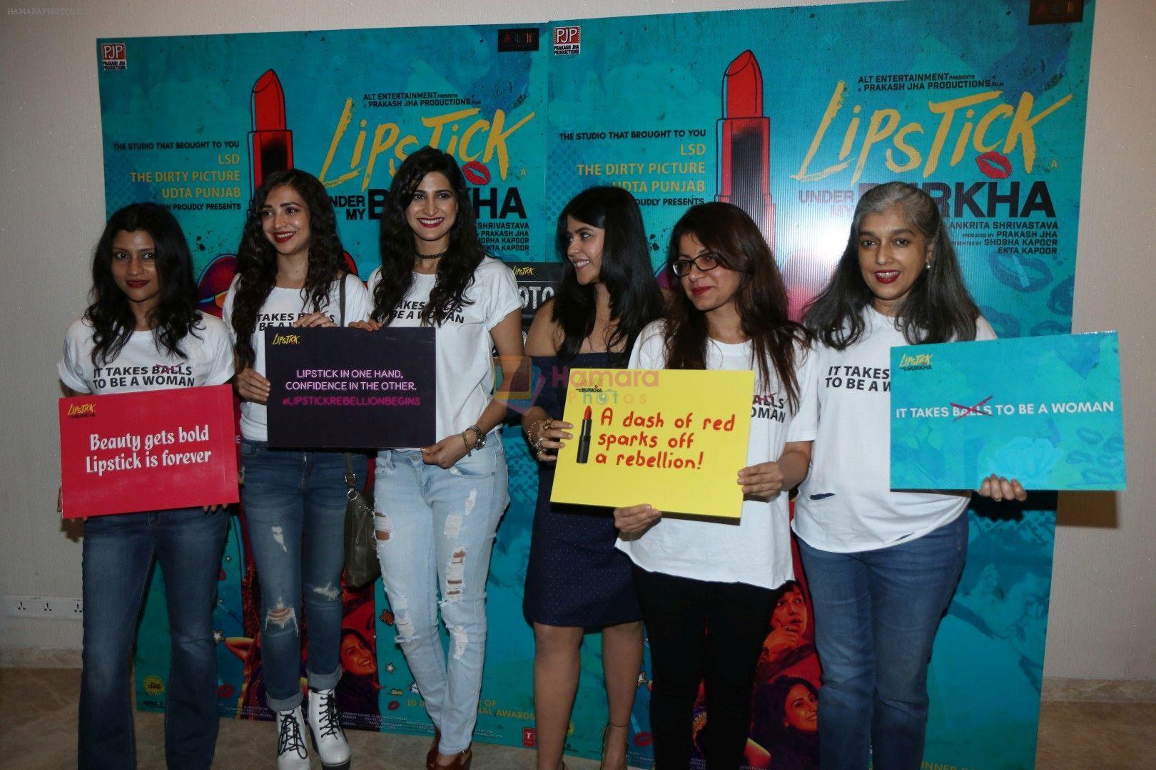 Konkona sen sharma, Aahana Kumra, Ekta Kapoor, Ratna Pathak Shah, Plabita Borthakur, Alankrita Shrivastava at the Trailer Launch Of Film Lipstick Under My Burkha on 27th June 2017