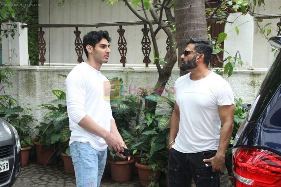Suniel Shetty with son Ahan was spotted at Sajid Nadiadwala's residence on 10th July 2017