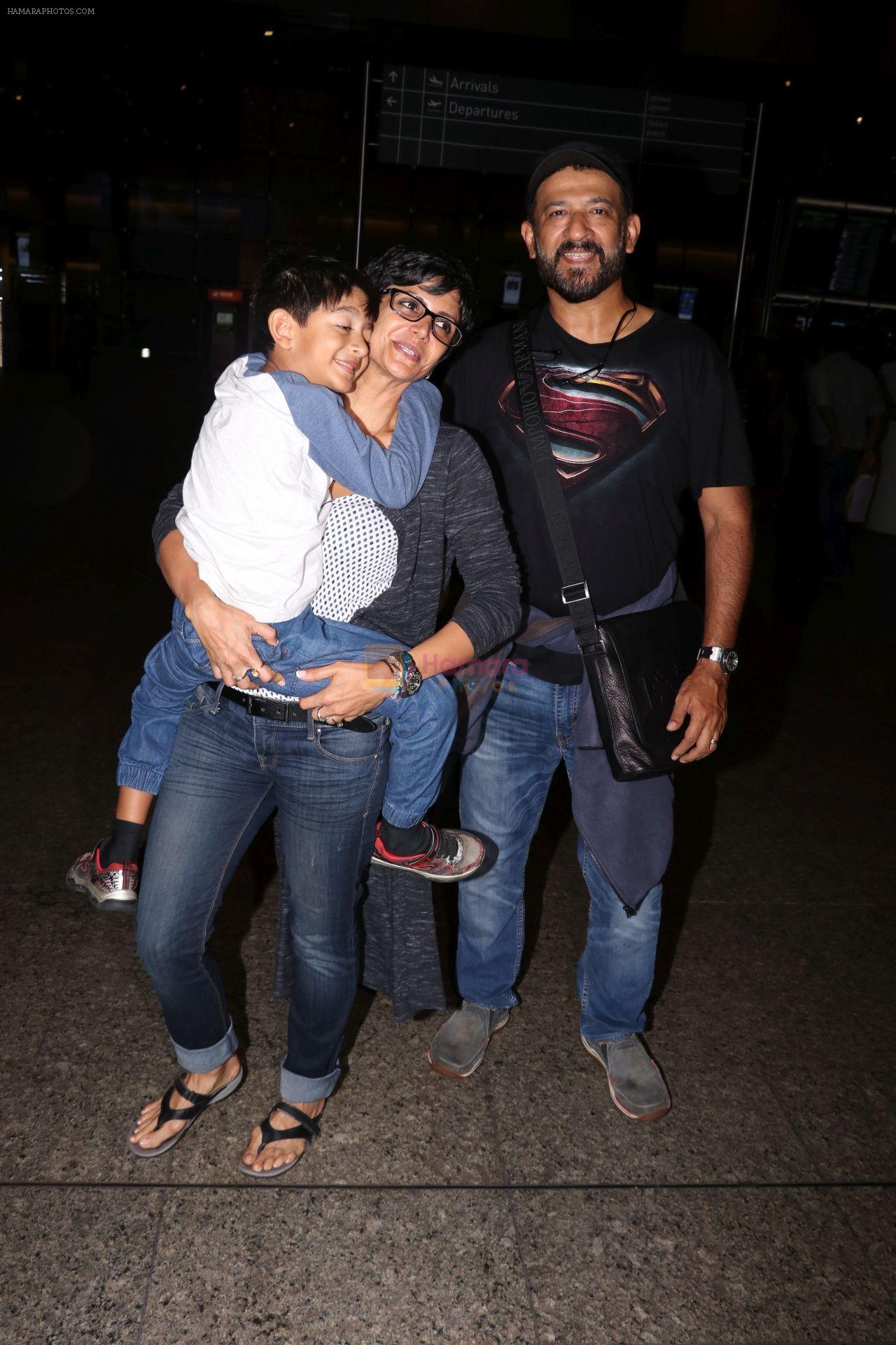 Mandira Bedi with son Vir and husband Raj Kaushal at Airport on 20th July 2017