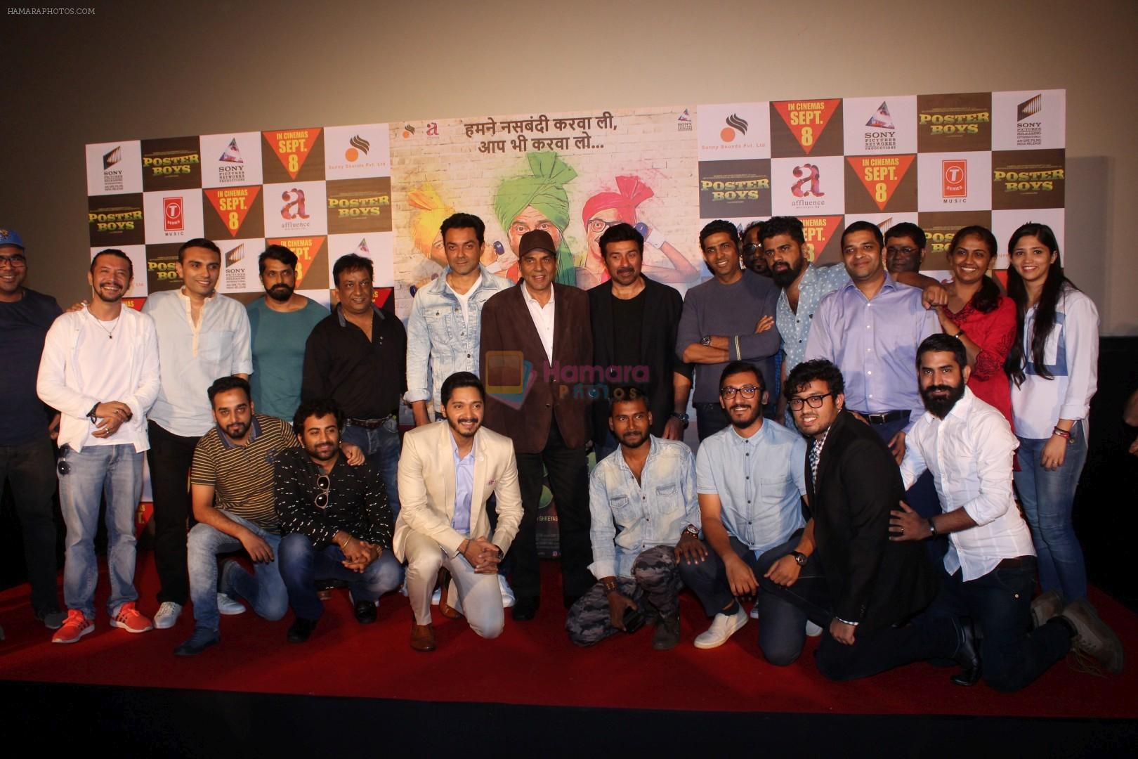 Shreyas Talpade, Dharmendra, Sunny Deol, Bobby Deol at the Trailer Launch Of Film Poster Boys on 24th July 2017