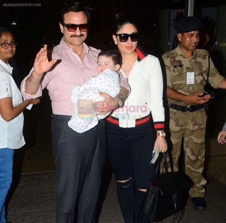 Saif Ali Khan & Kareena Kapoor Khan With Taimur Ali Khan Spotted At Airport 1