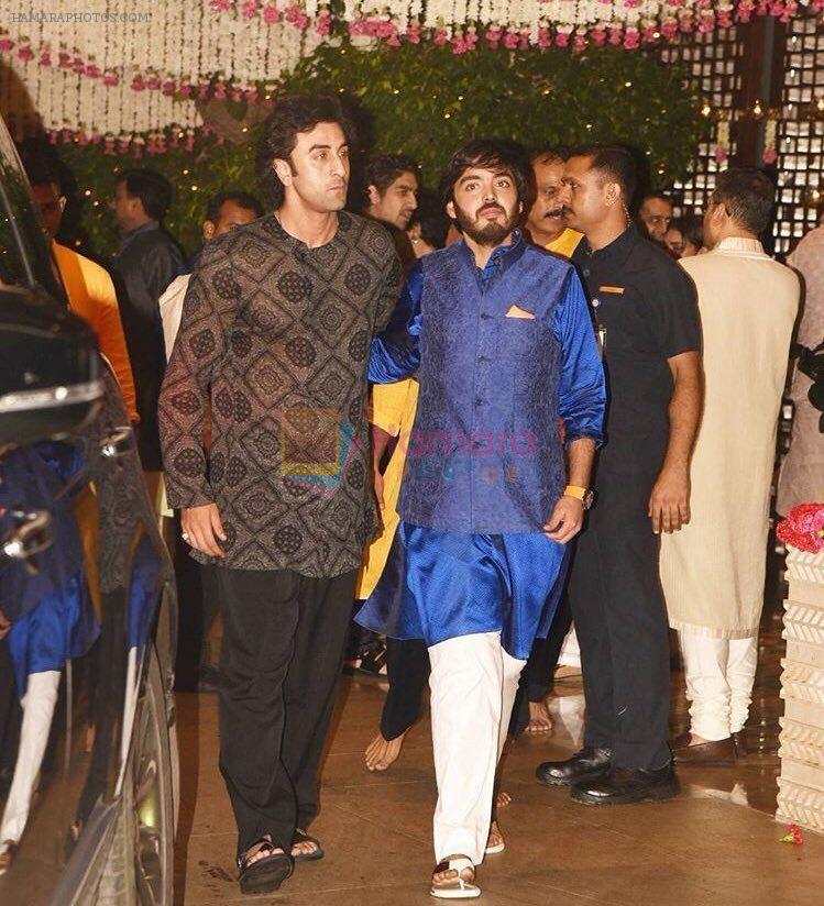 Ranbir Kapoor at the Ganesh Chaturthi Celebration At Ambani House on 26th Aug 2017