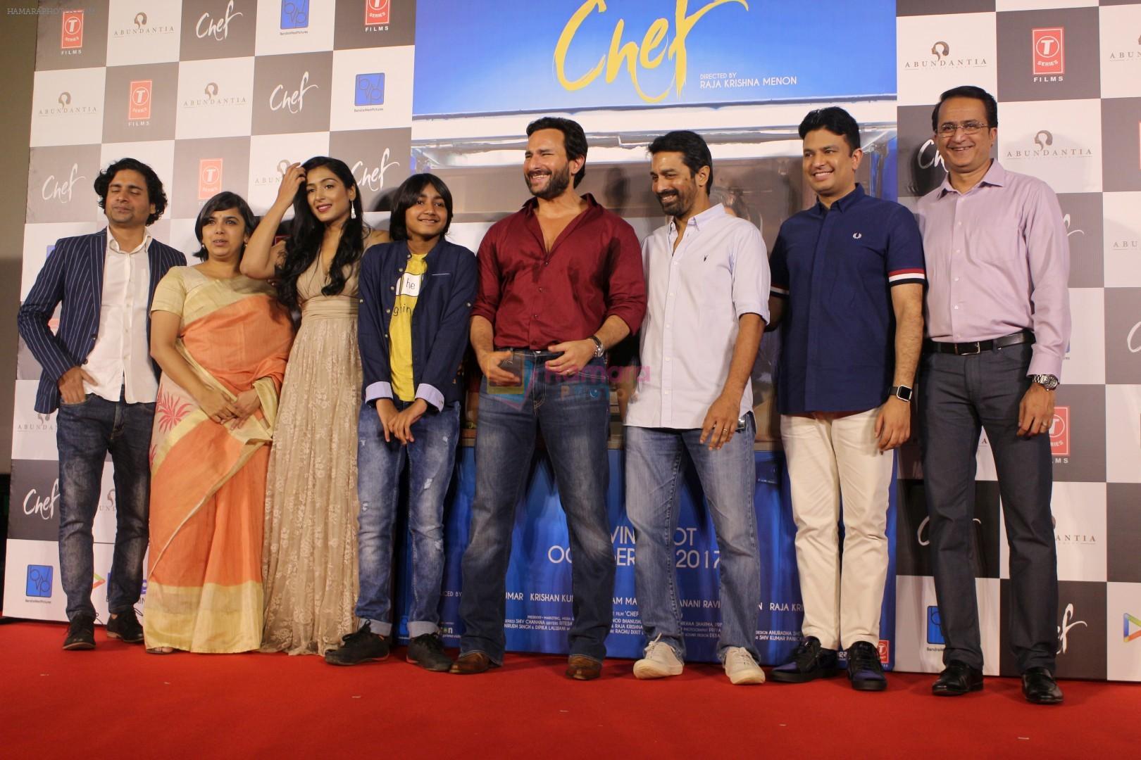 Chandan Roy Sanyal, Padmapriya, Svar Kamble, Saif Ali Khan, Raja Krishna Menon, Bhushan Kumar, Vikram Malhotra at the Trailer Launch Of Film Chef on 31st Aug 2017
