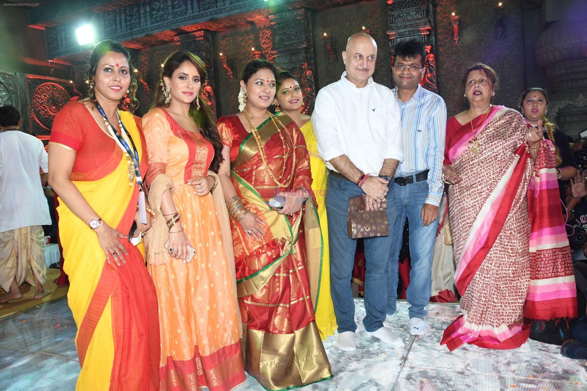Shomumitra, Shweta Khanduri, Sharbani Mukherjee, Anupam Kher, Dr. Aneel Murarka, Krishna Mukherjee at North Bombay Sarbojanin Durga Puja on 29th Sept